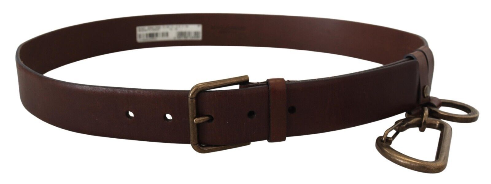 Dolce & Gabbana Brown Leather Gold Metal Buckle Carabiner Belt - Image 3