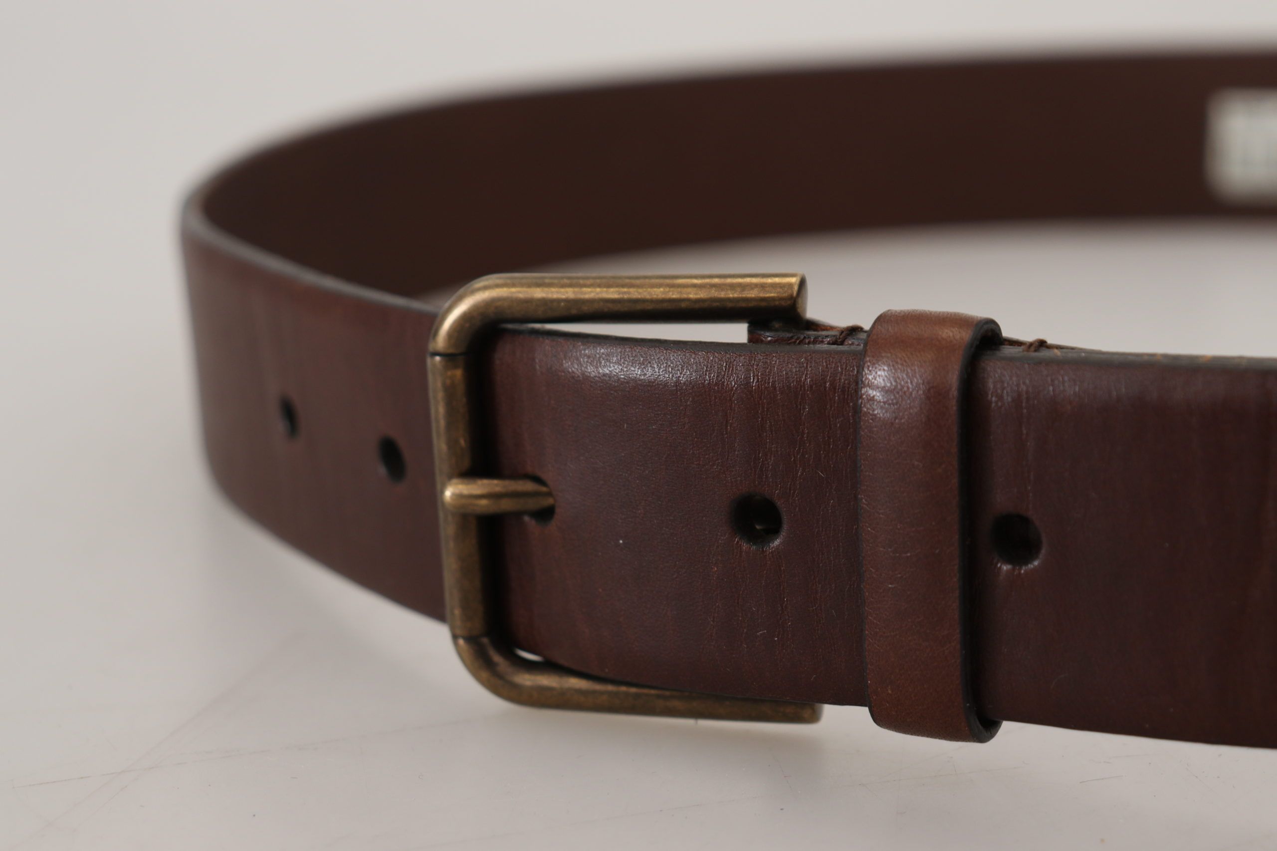 Dolce & Gabbana Brown Leather Gold Metal Buckle Carabiner Belt - Image 5