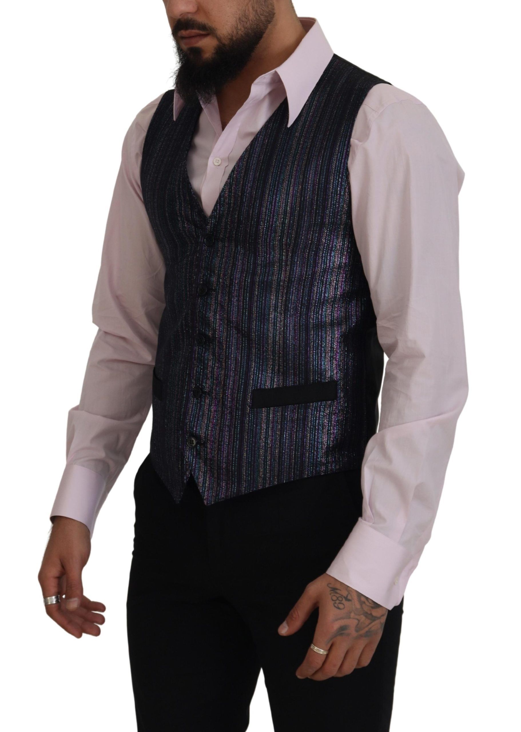 Dolce & Gabbana Multicolor Polyester Waistcoat Dress Formal Vest - Image 2