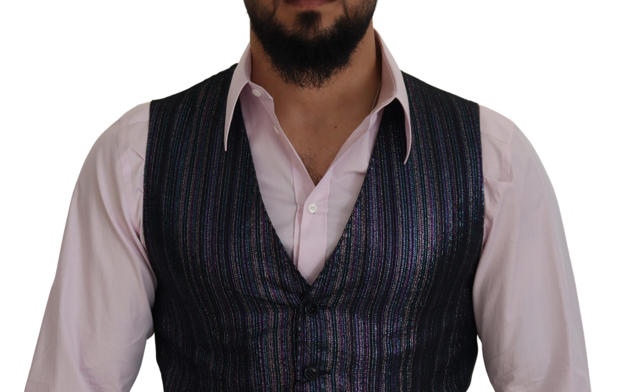 Dolce & Gabbana Multicolor Polyester Waistcoat Dress Formal Vest - Image 4
