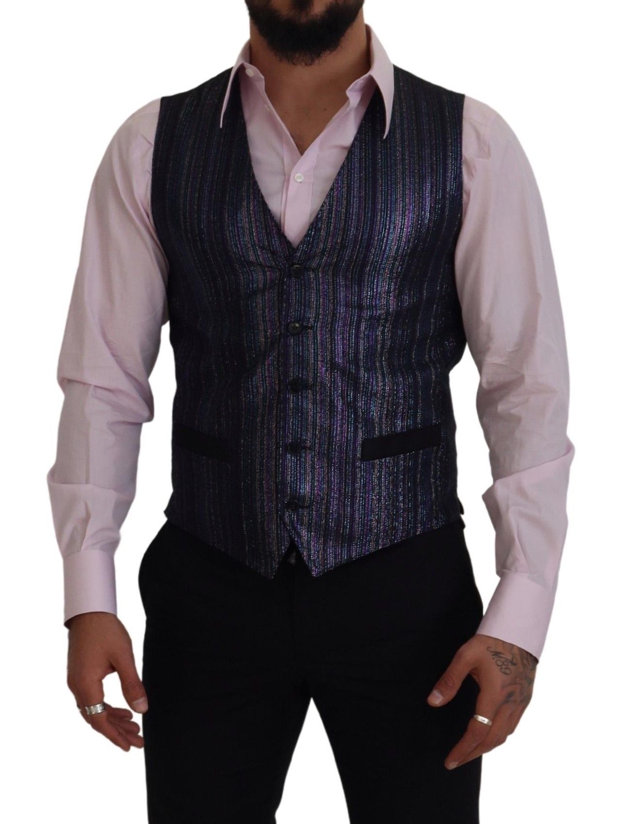 Dolce & Gabbana Multicolor Polyester Waistcoat Dress Formal Vest - Image 5