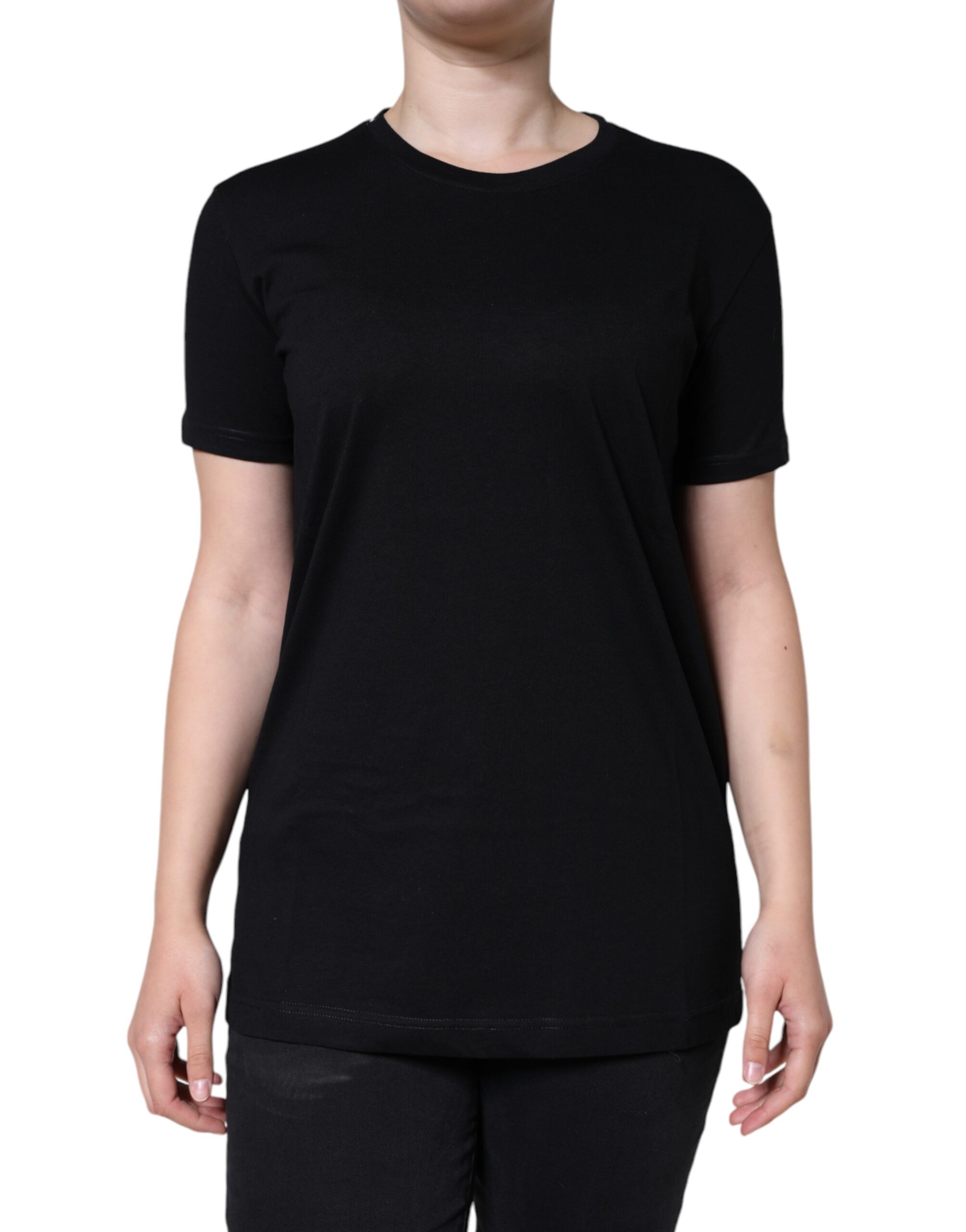 Dolce & Gabbana Black Cotton Crew Neck Short Sleeve T-shirt - Image 2