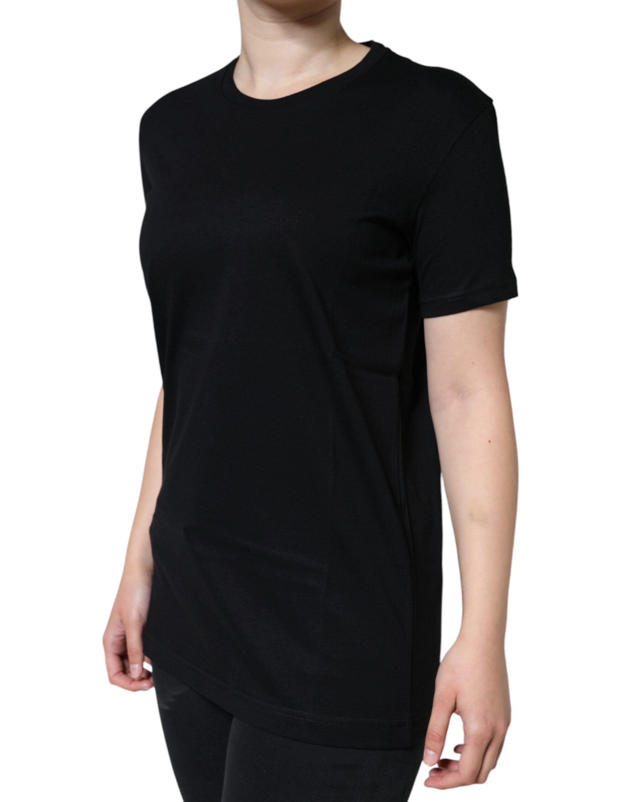Dolce & Gabbana Black Cotton Crew Neck Short Sleeve T-shirt - Image 3