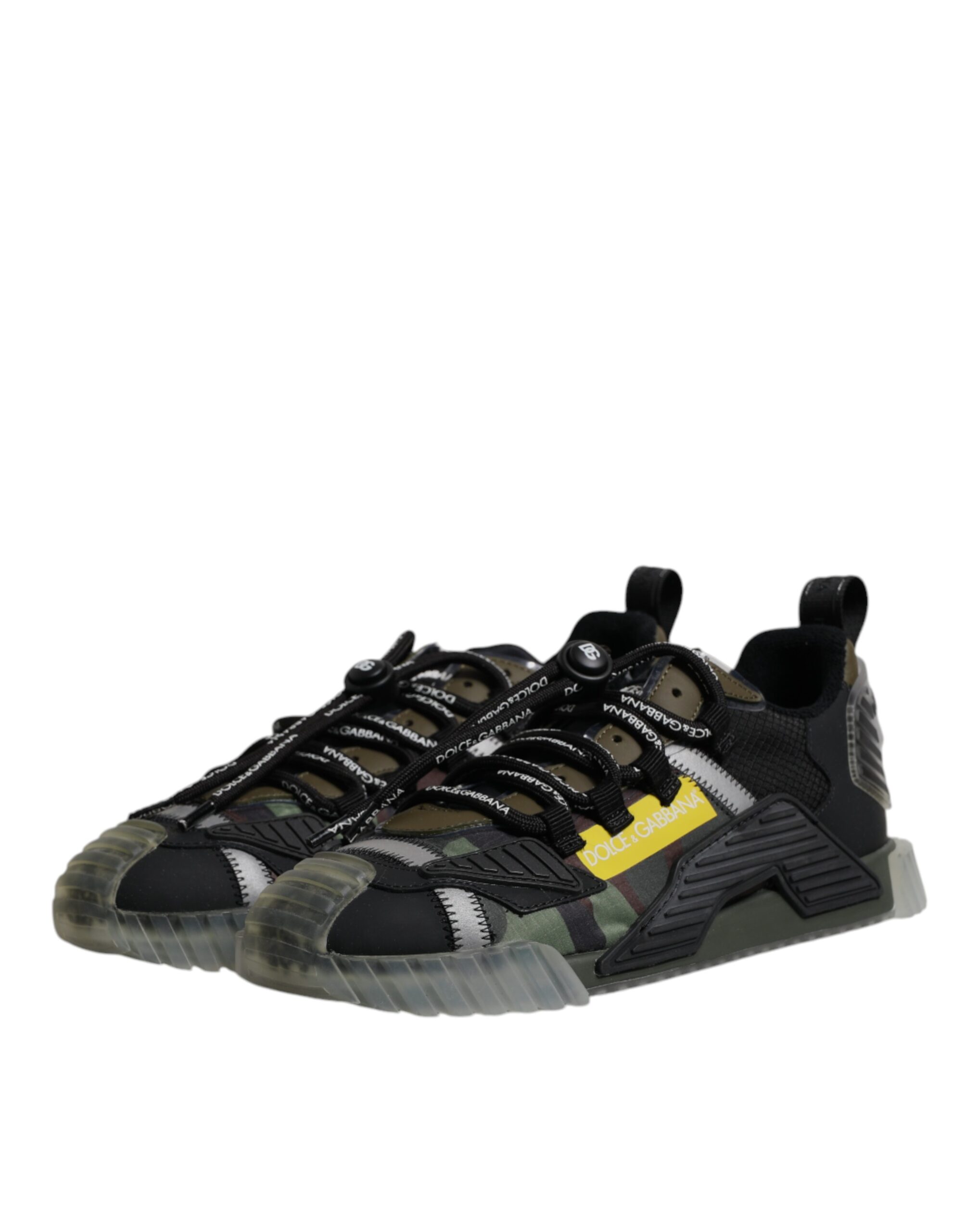 Dolce & Gabbana Black Green Camo NS1 Low Top Sneakers Shoes - Image 3