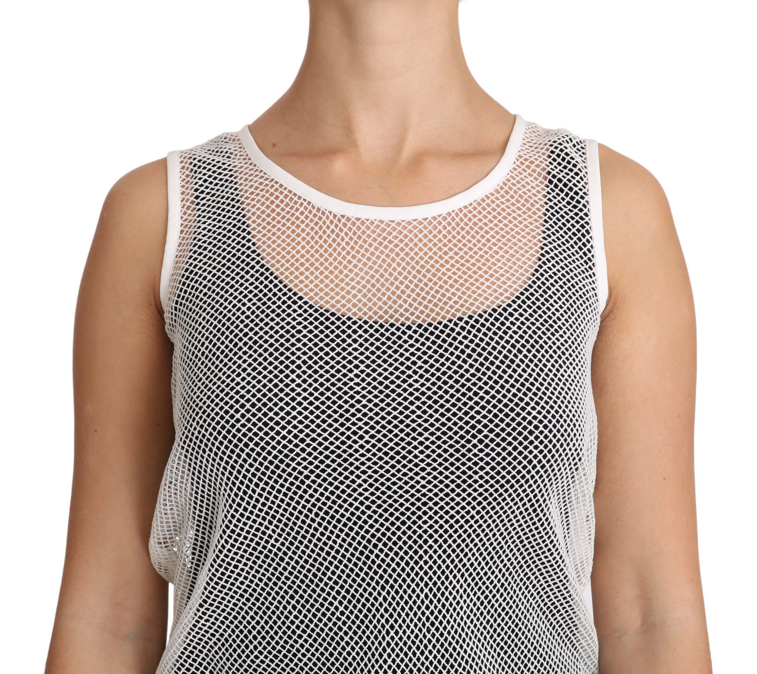 Dolce & Gabbana White Net Transparent Sleeveless Tank Top - Image 2