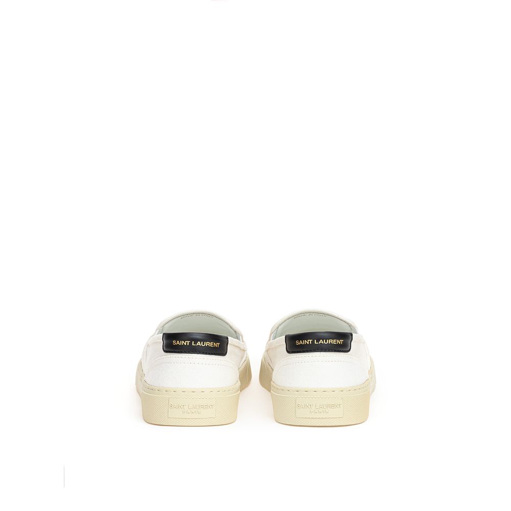 Saint Laurent White Cotton Low Top Sneakers - Image 3