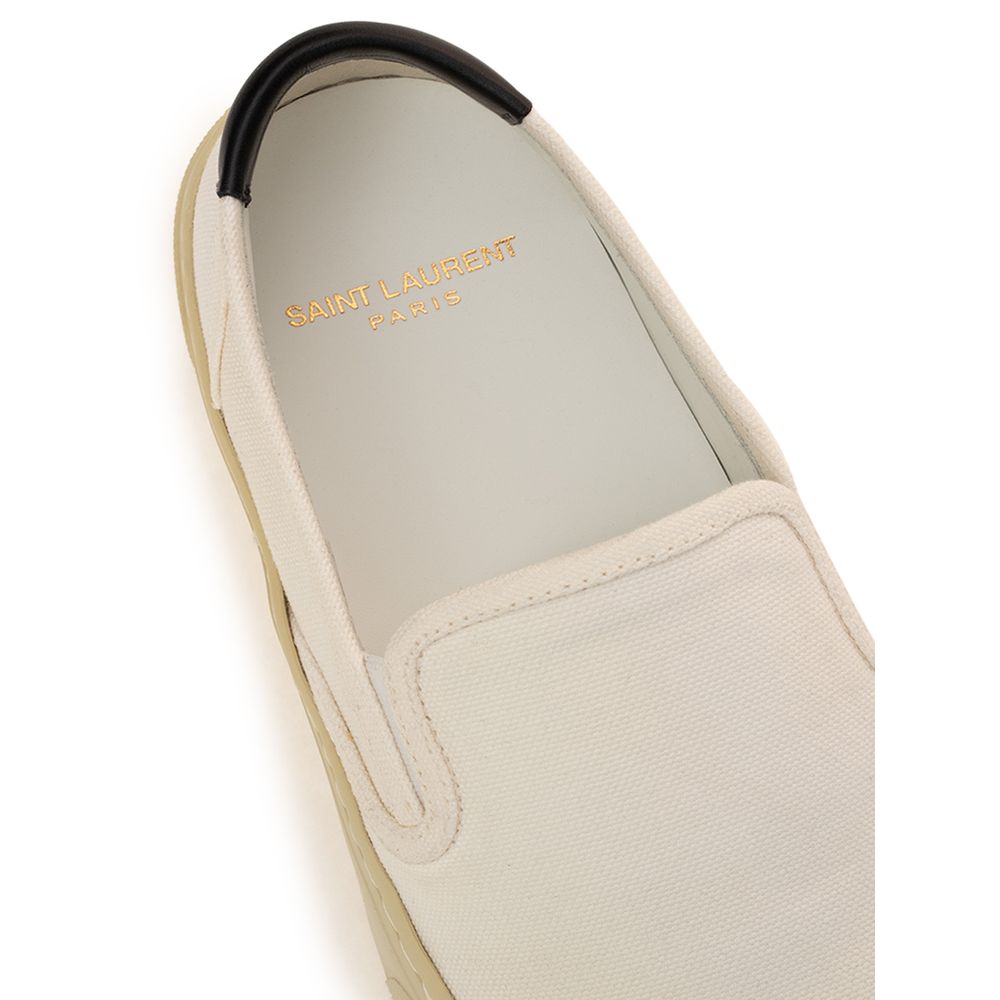 Saint Laurent White Cotton Low Top Sneakers - Image 5