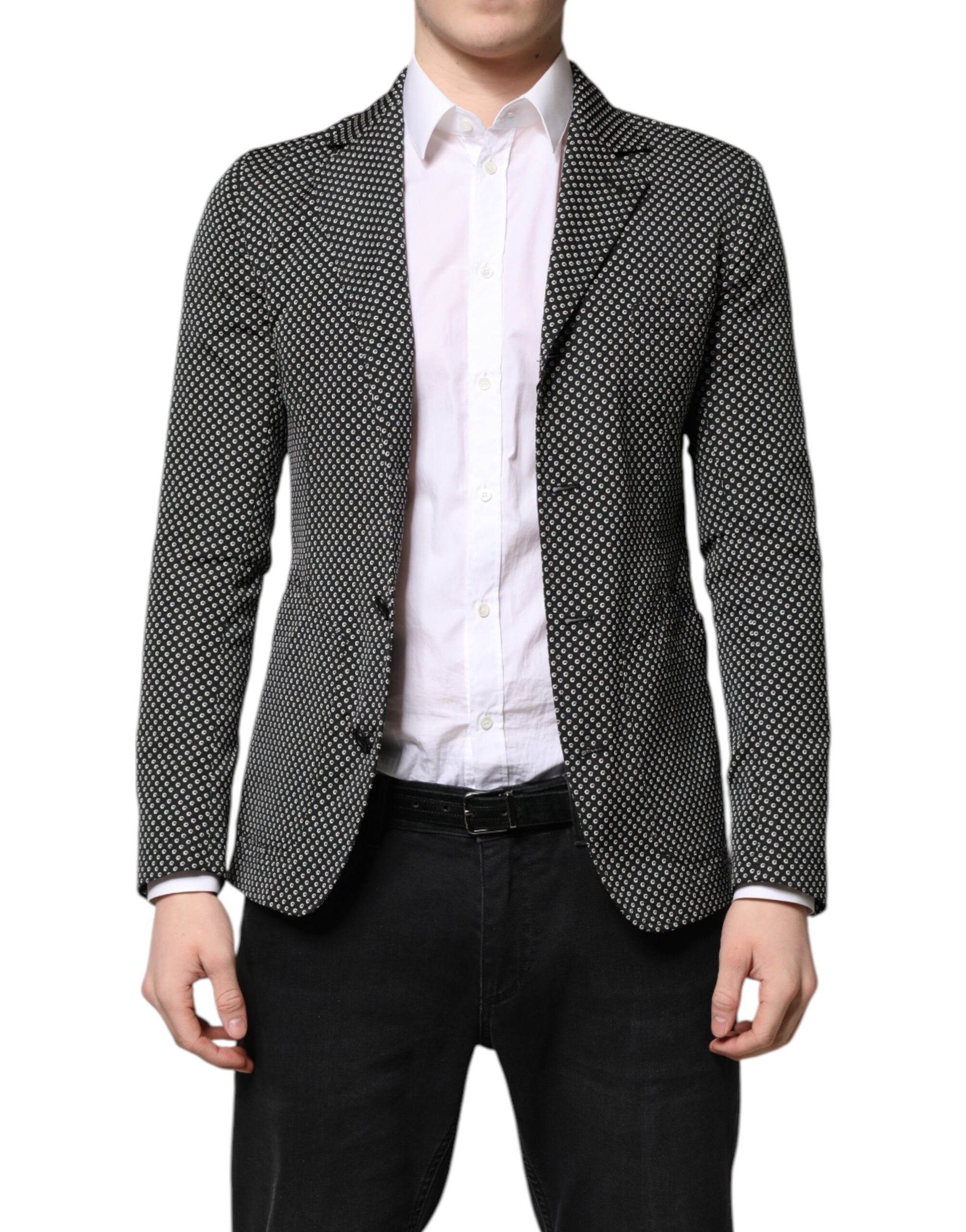 Dolce & Gabbana Black White Patterned Men Suit Coat Blazer - Image 2