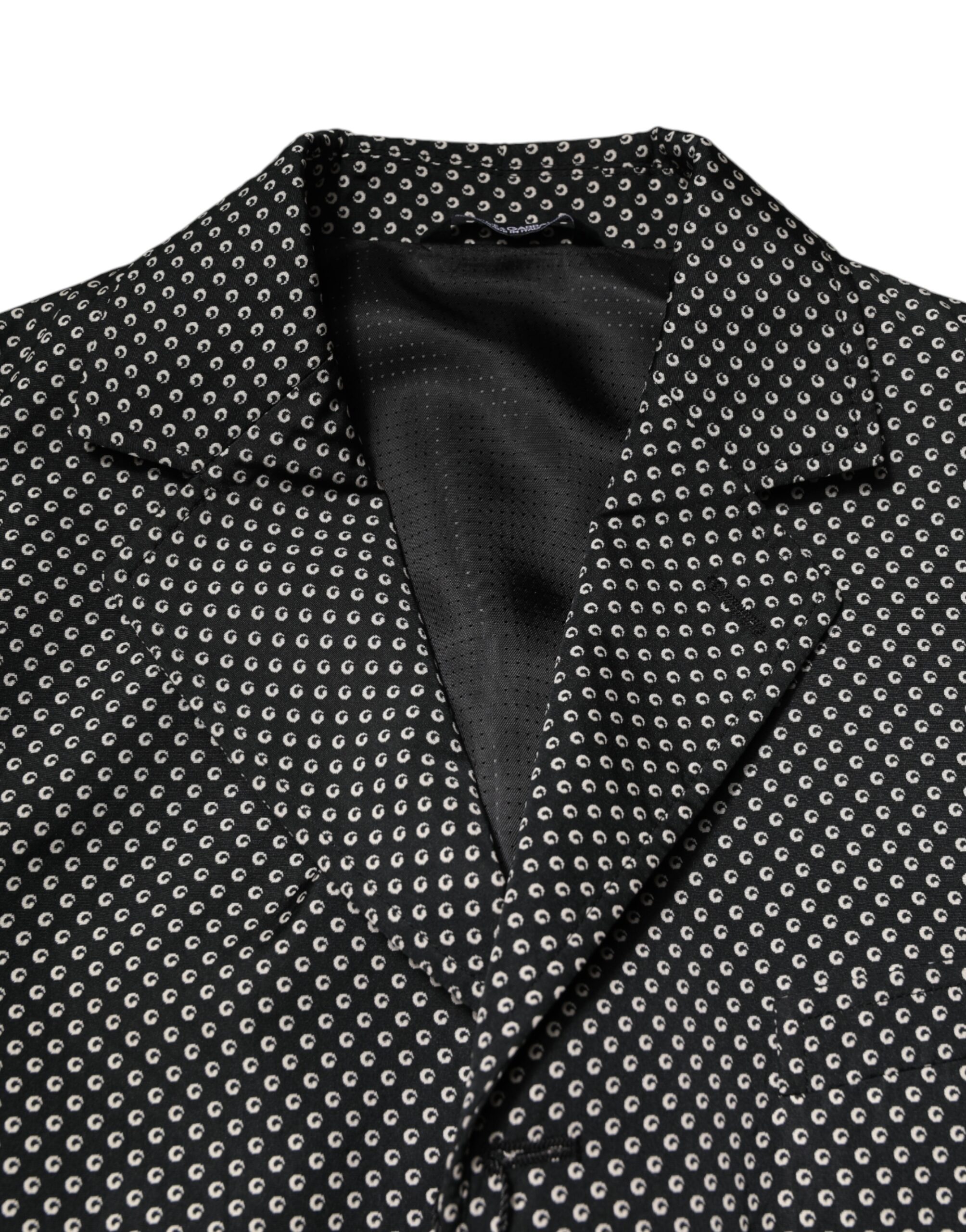 Dolce & Gabbana Black White Patterned Men Suit Coat Blazer - Image 5