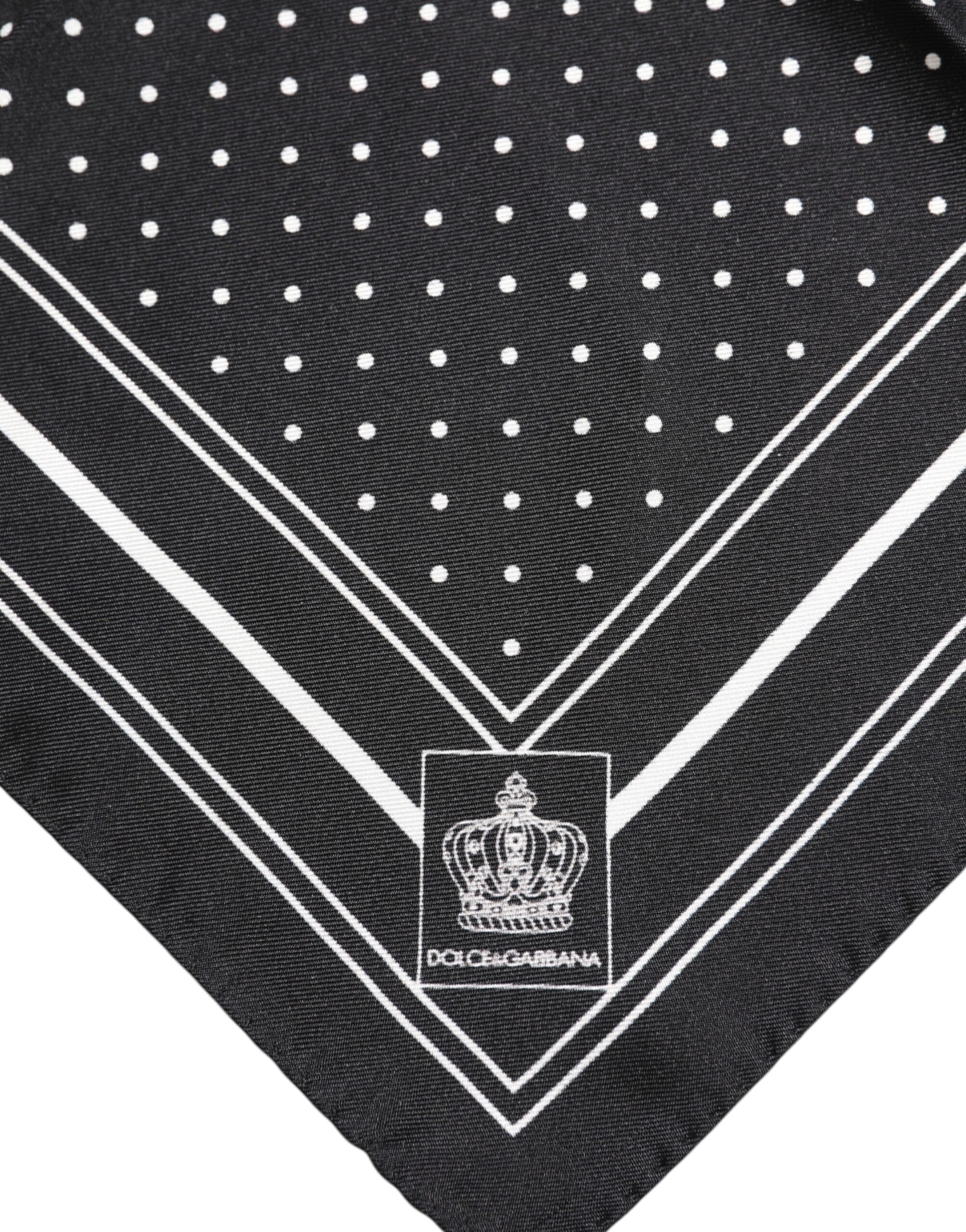 Dolce & Gabbana Black White Polka Dot Men Foulard Scarf - Image 4