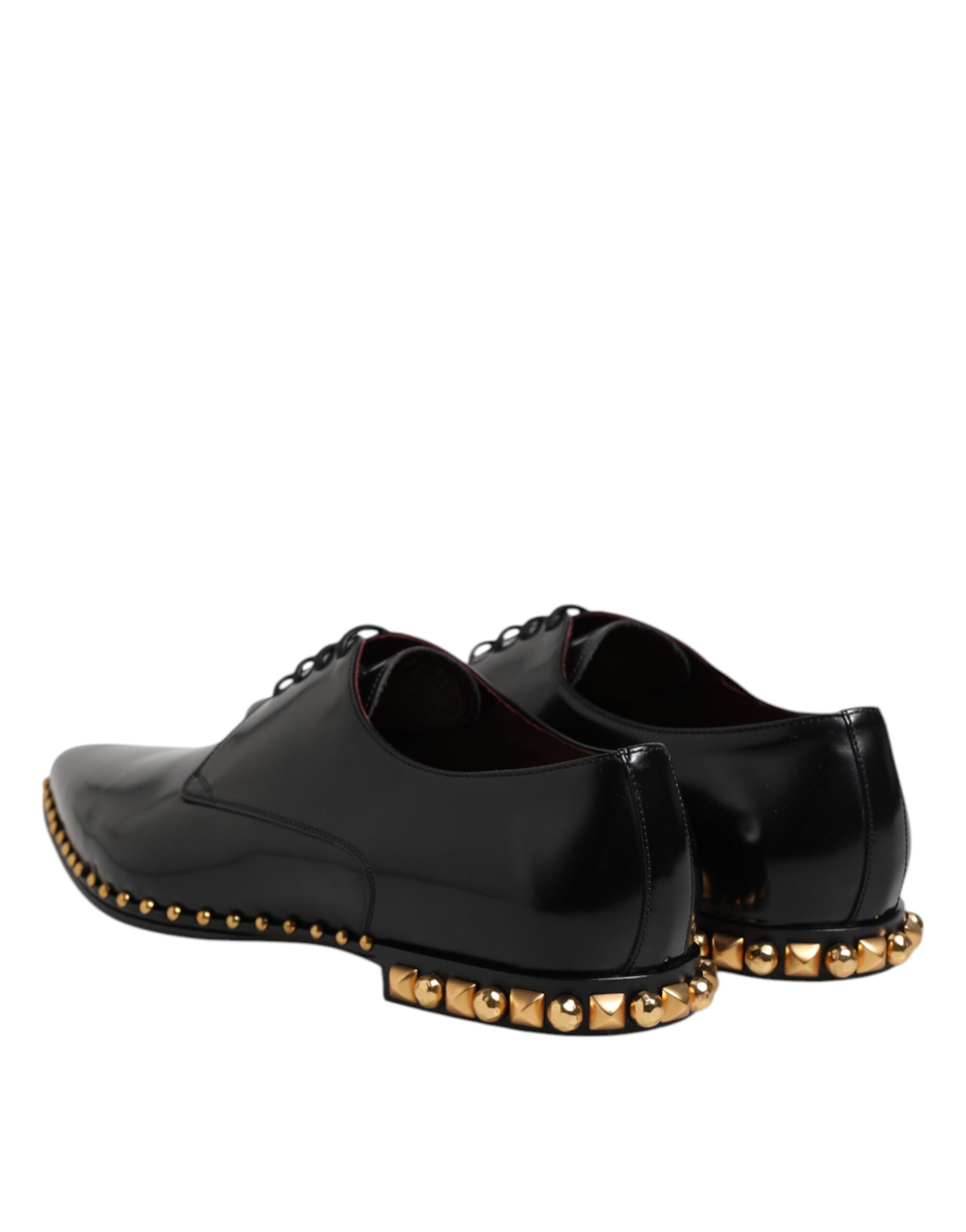 Dolce & Gabbana Black Leather Studded Derby Men Dress Shoes - Image 4