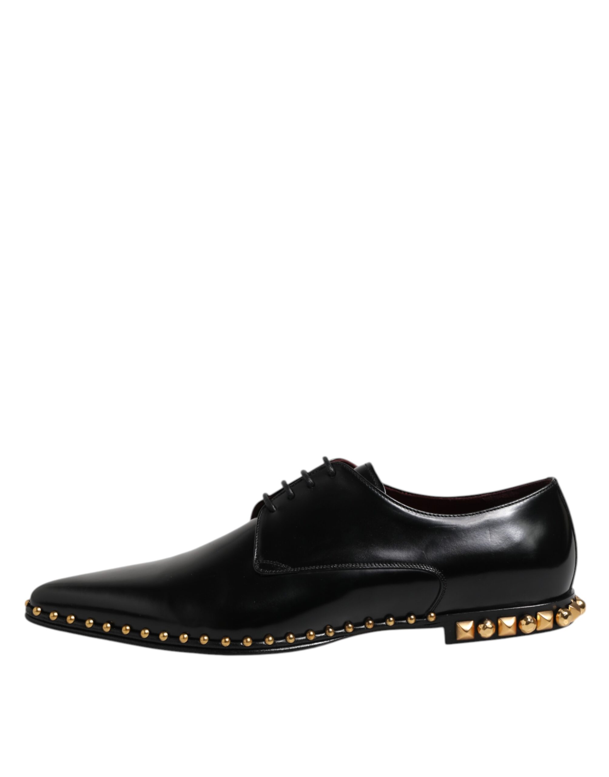 Dolce & Gabbana Black Leather Studded Derby Men Dress Shoes - Image 5