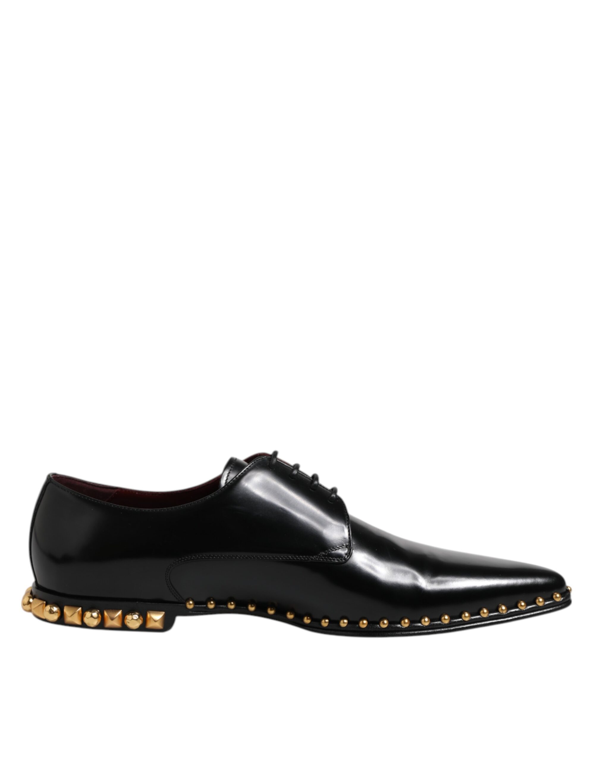 Dolce & Gabbana Black Leather Studded Derby Men Dress Shoes - Image 6