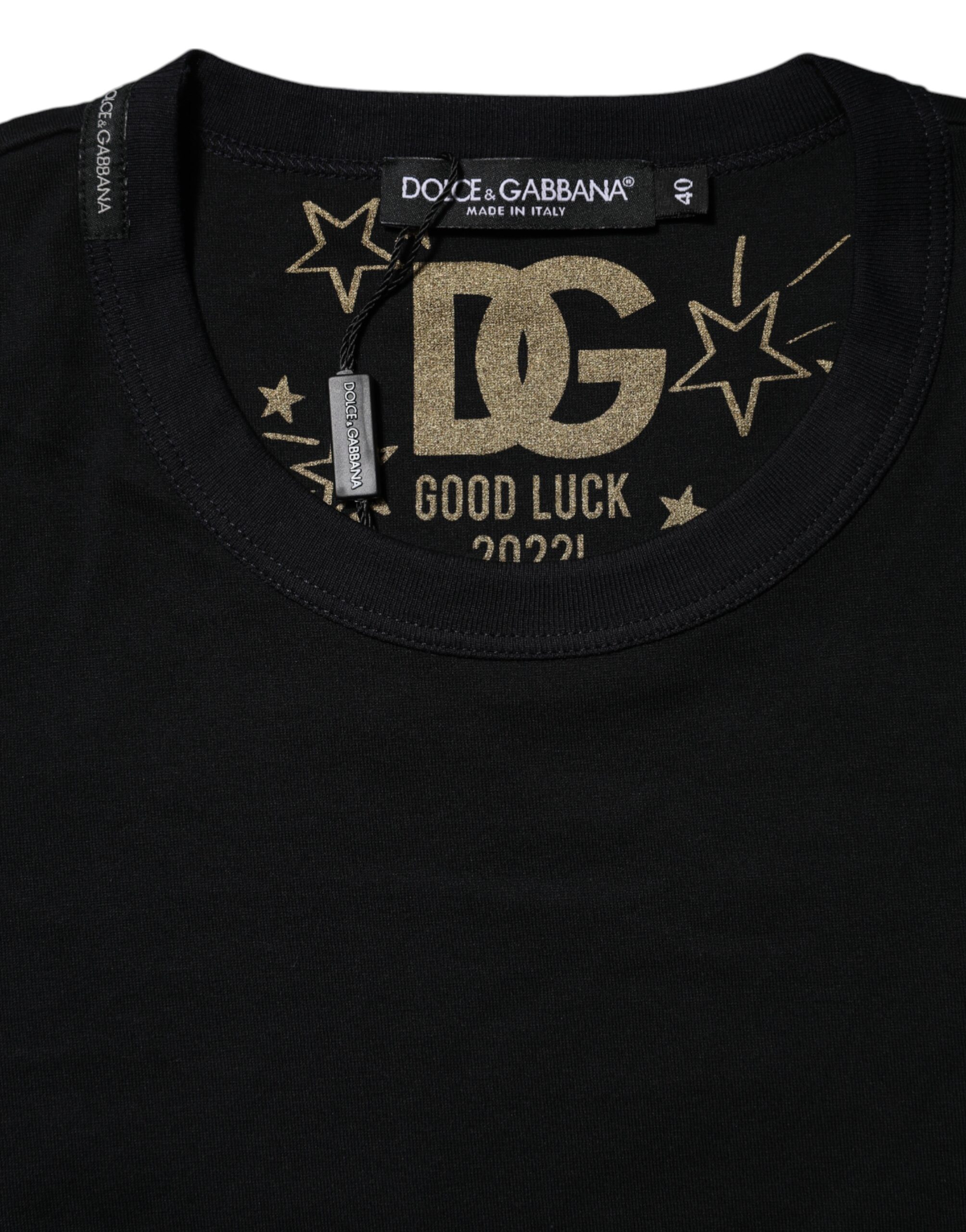 Dolce & Gabbana Black Cotton DG Print Short Sleeve Top T-shirt - Image 4