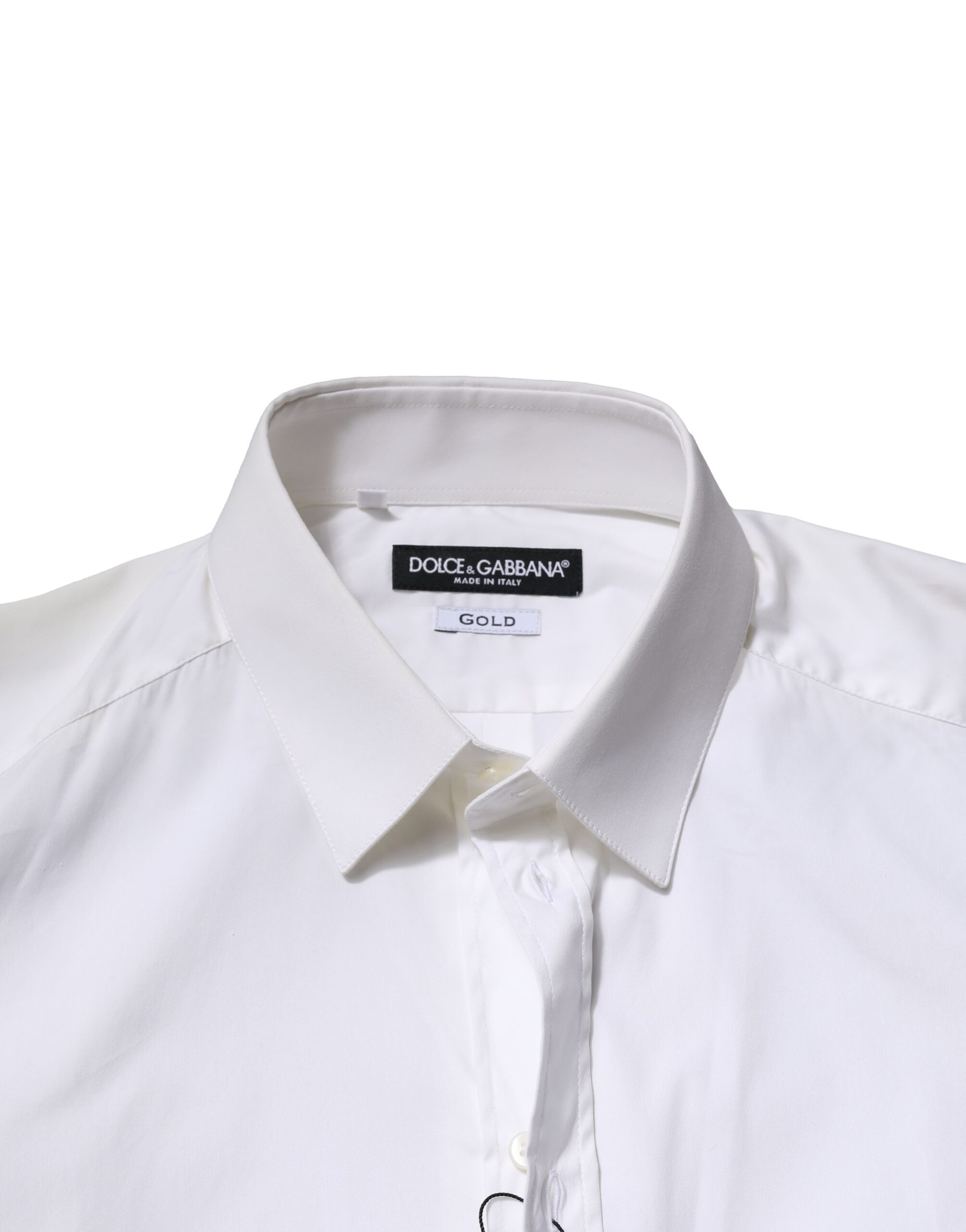 Dolce & Gabbana White Cotton GOLD Long Sleeves Formal Shirt - Image 5