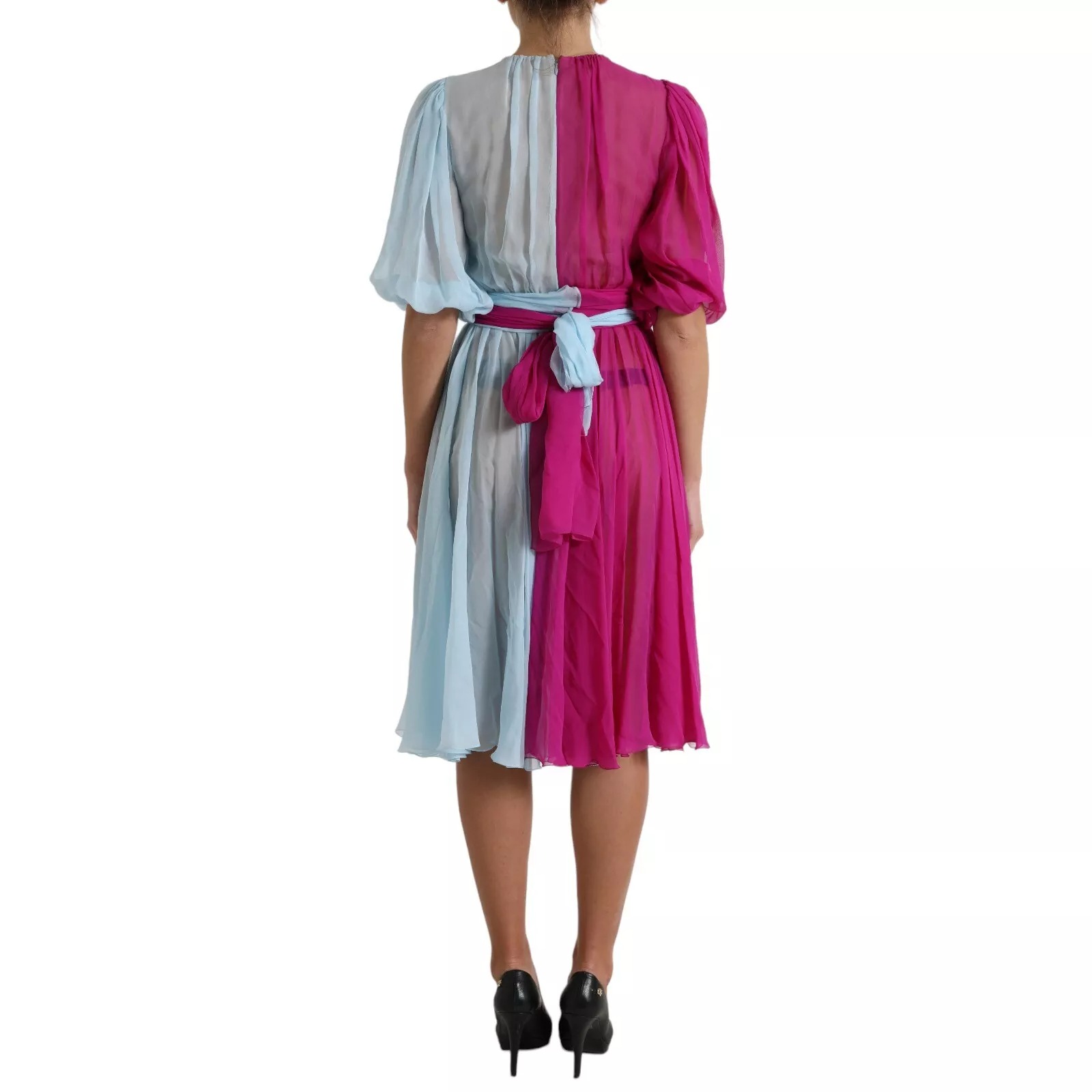 Dolce & Gabbana Light Blue Silk Two Tone Midi Dress - Image 2