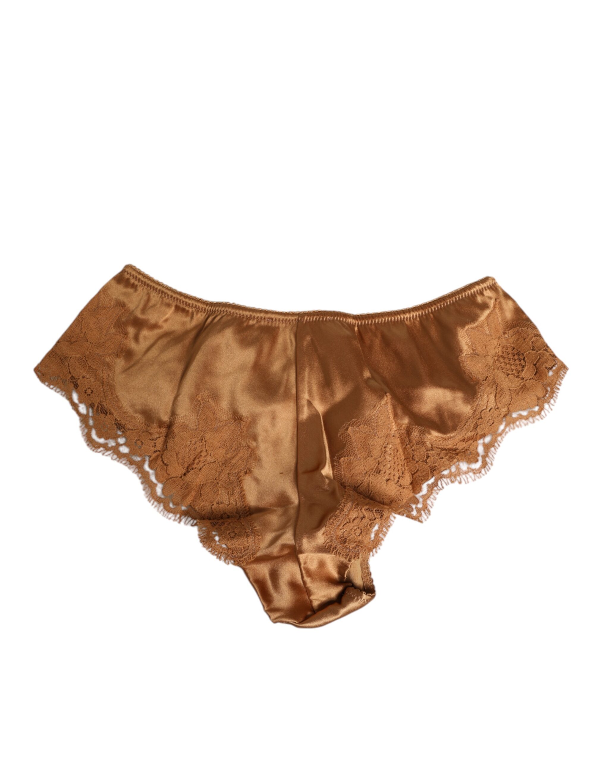Dolce & Gabbana Brown Lace Silk Satin Slip Panties Underwear - Image 4