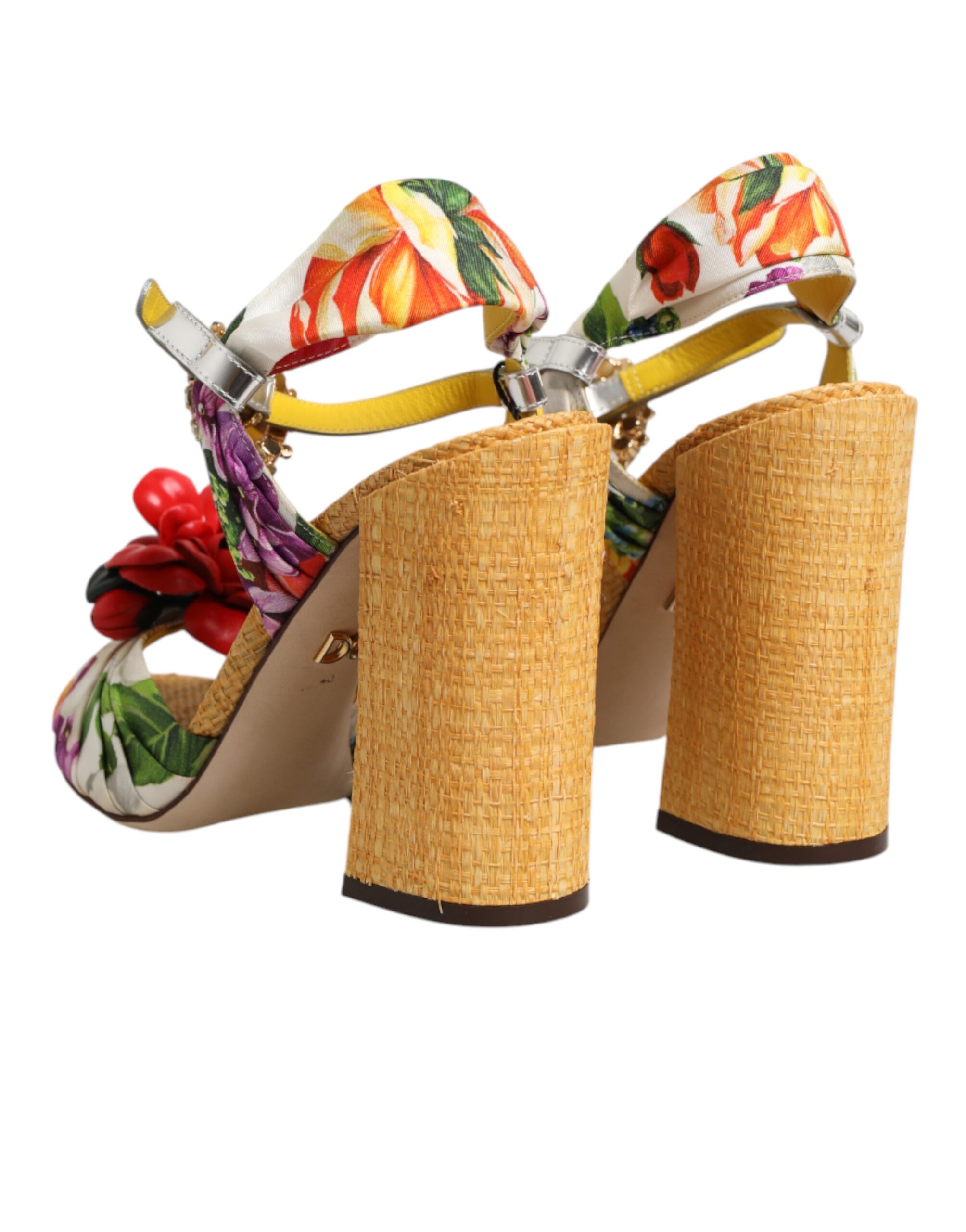 Dolce & Gabbana Multicolor Floral Crystal Embellished Sandals Shoes - Image 4