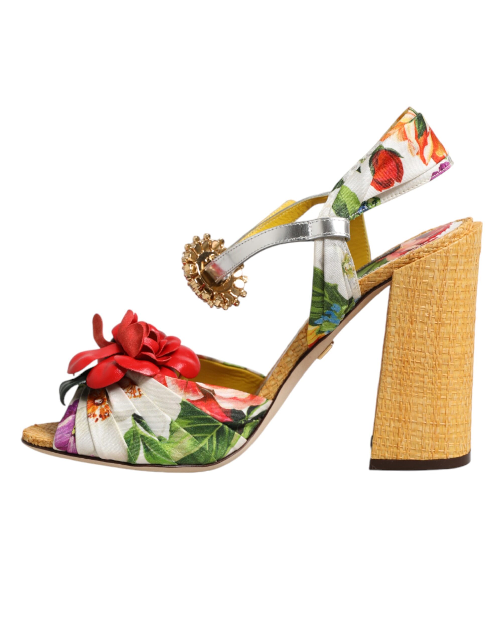 Dolce & Gabbana Multicolor Floral Crystal Embellished Sandals Shoes - Image 5