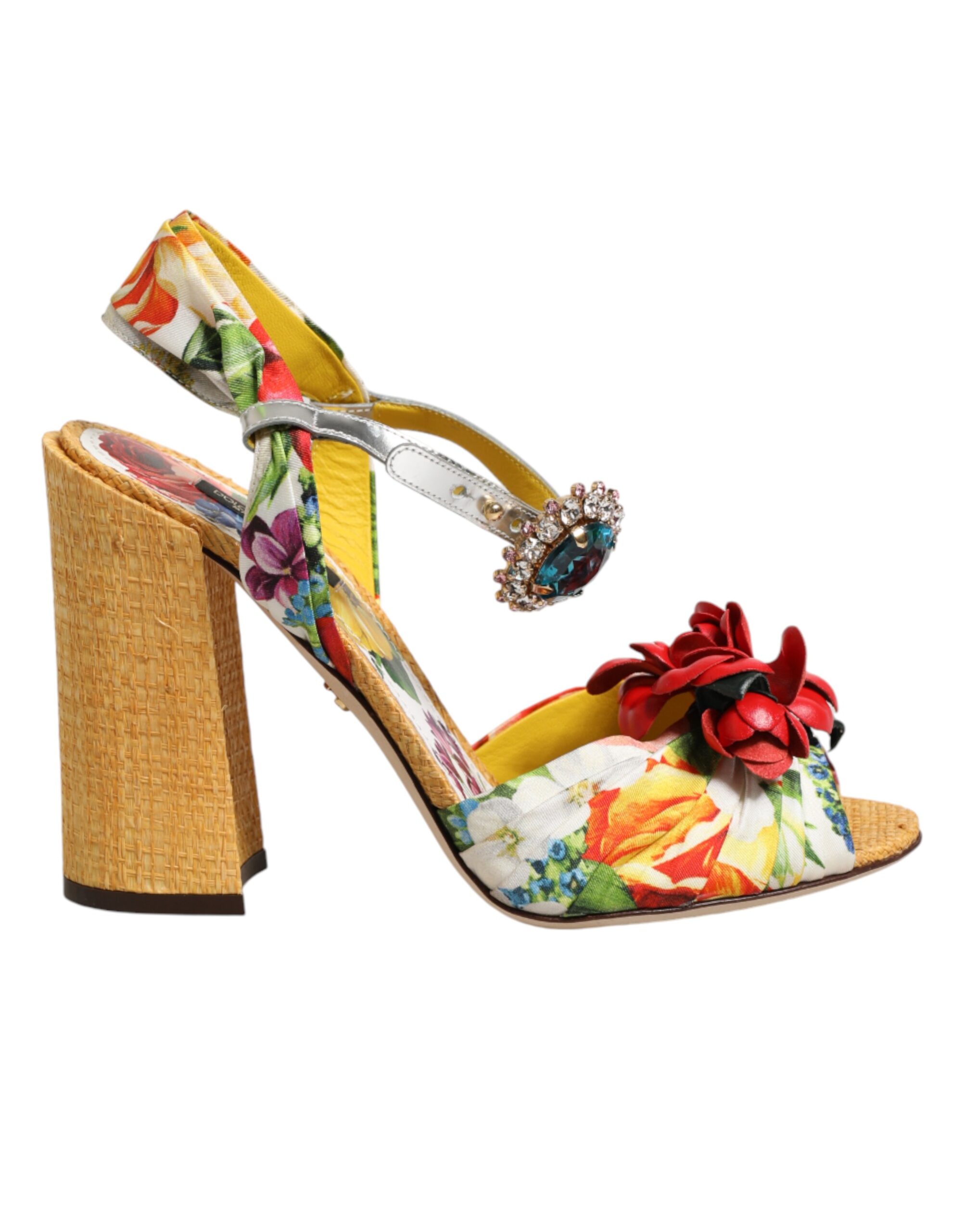 Dolce & Gabbana Multicolor Floral Crystal Embellished Sandals Shoes - Image 7