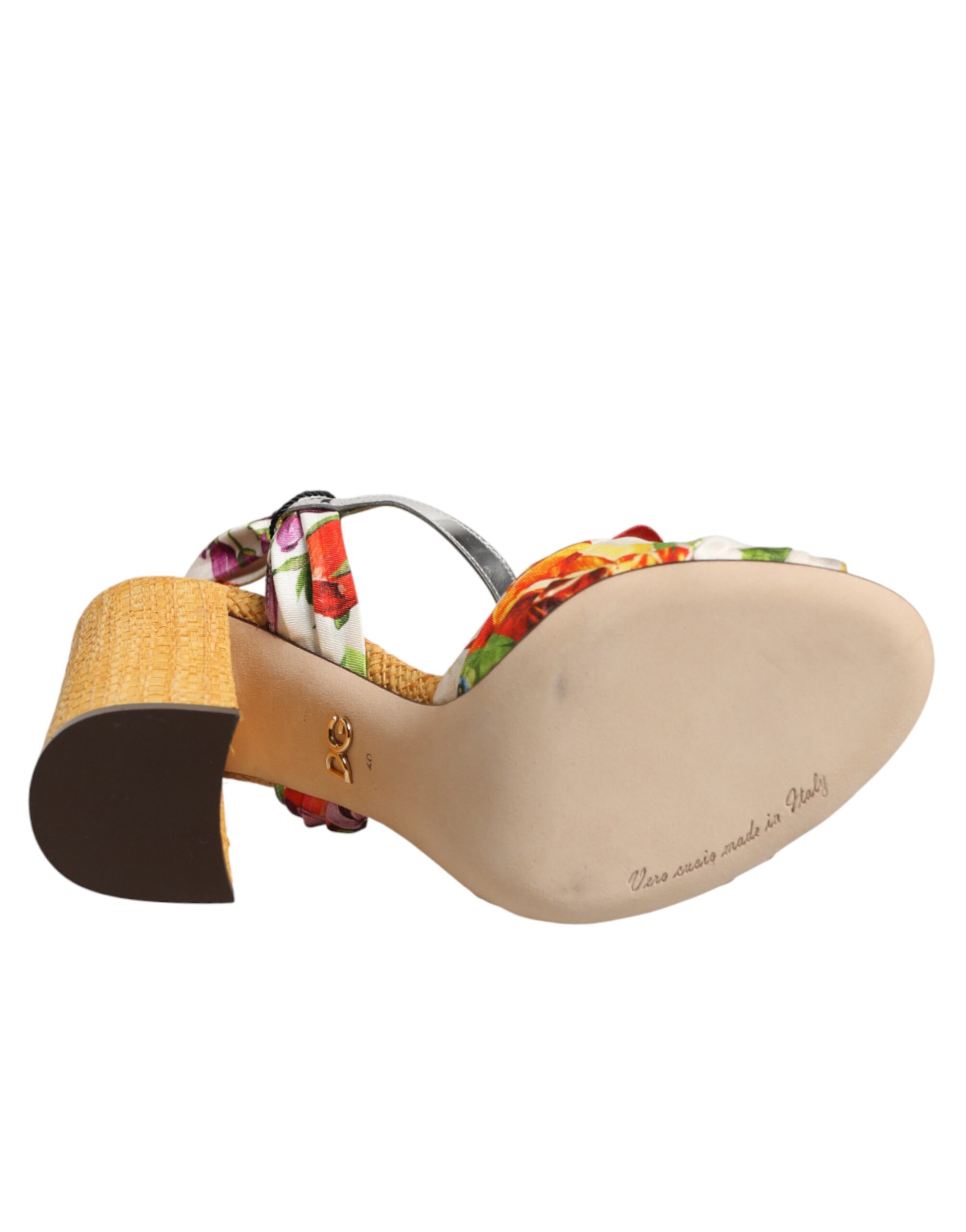 Dolce & Gabbana Multicolor Floral Crystal Embellished Sandals Shoes - Image 8