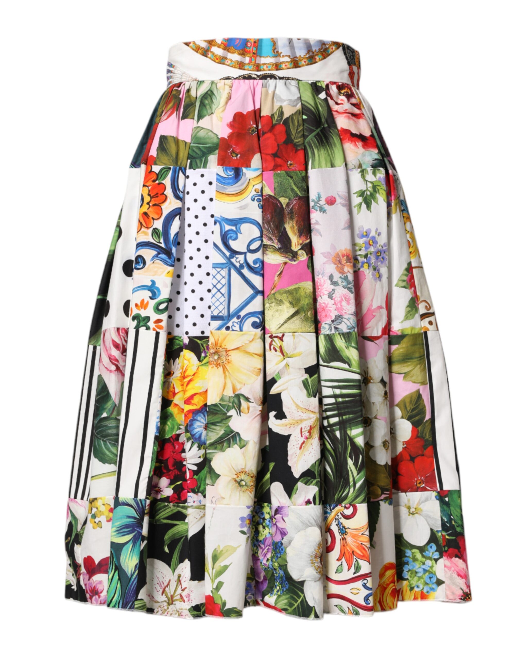 Dolce & Gabbana Multicolor Patchwork High Waist Midi Skirt - Image 2