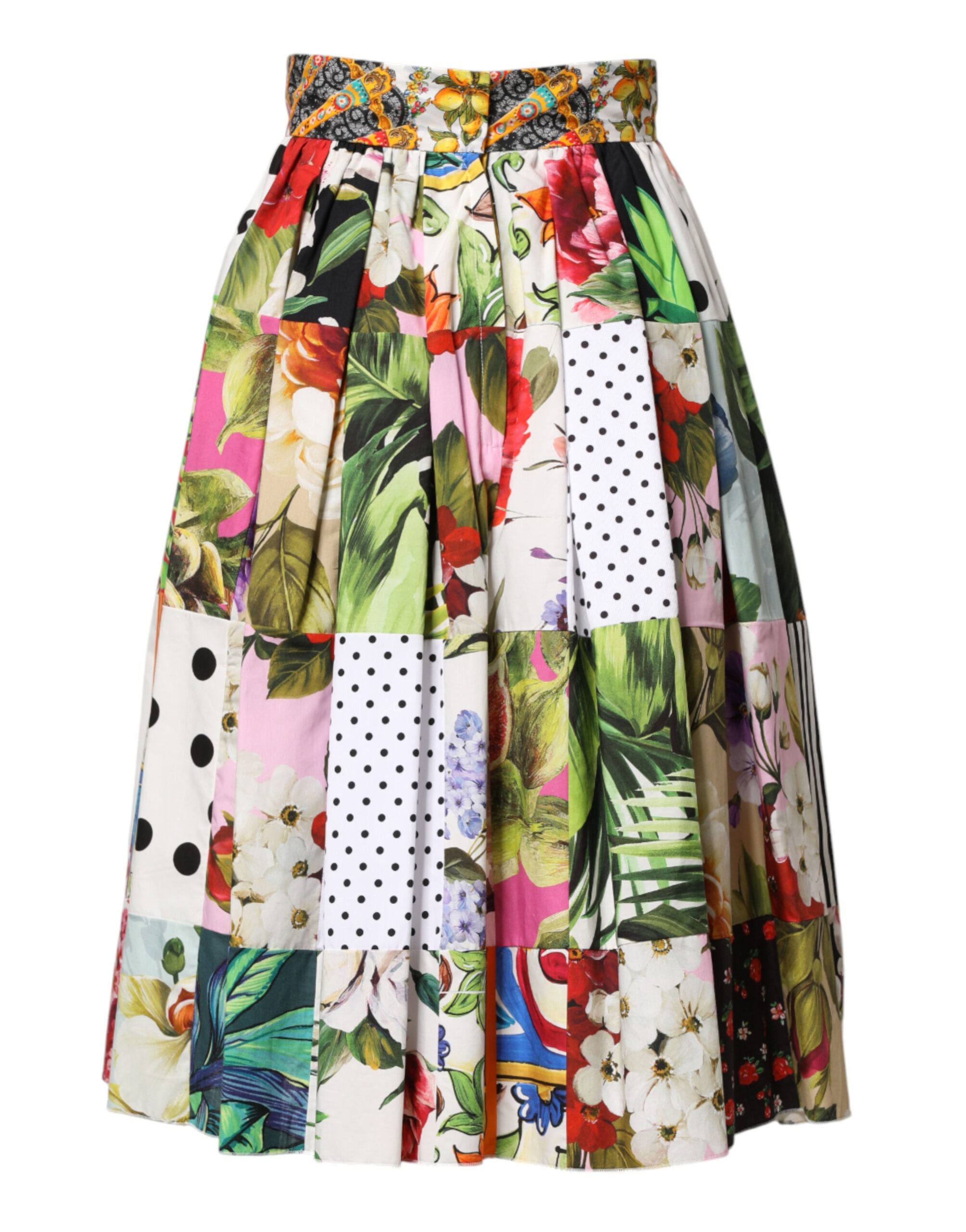 Dolce & Gabbana Multicolor Patchwork High Waist Midi Skirt - Image 3