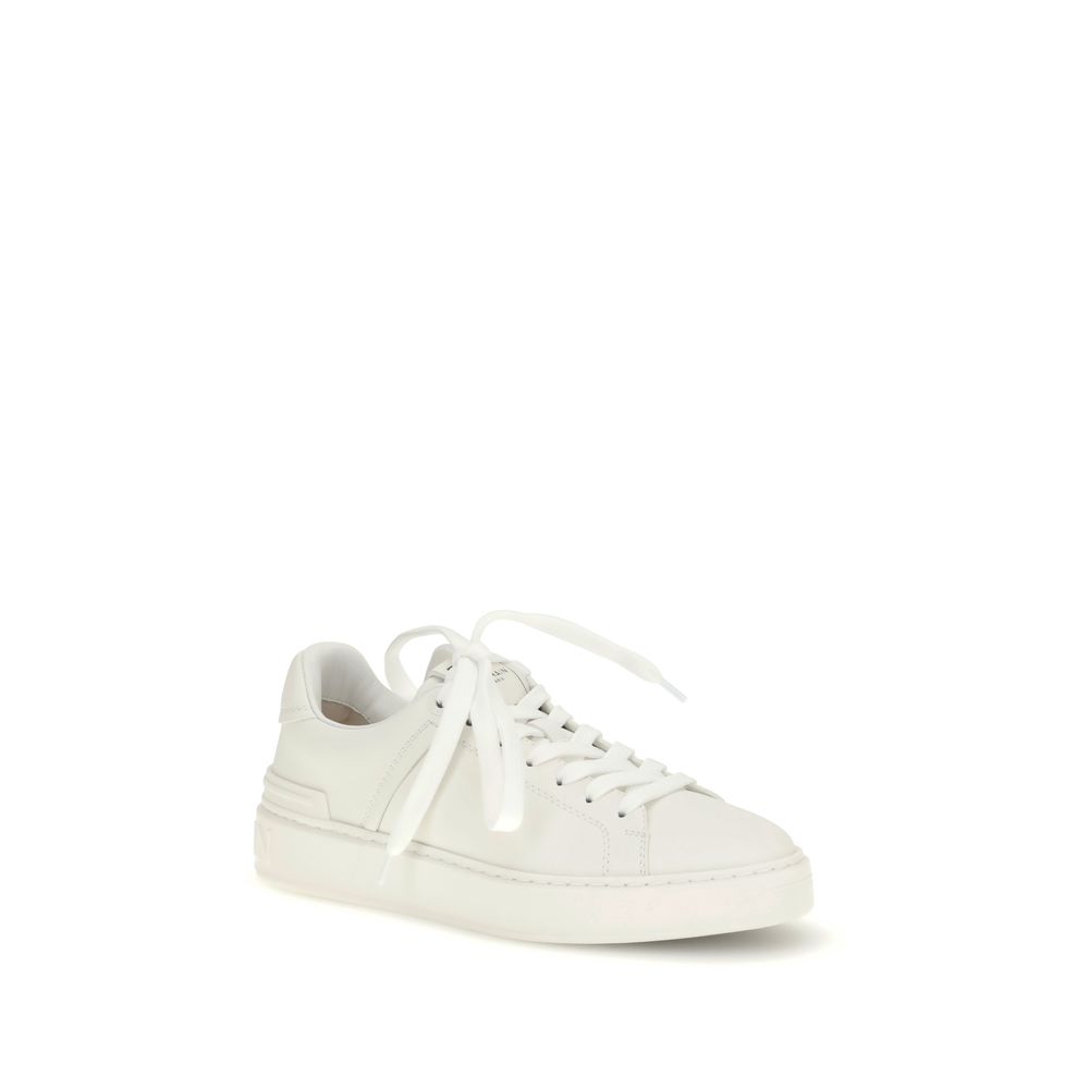 Balmain White Calf Leather Bos Taurus Low Top Sneakers - Image 2