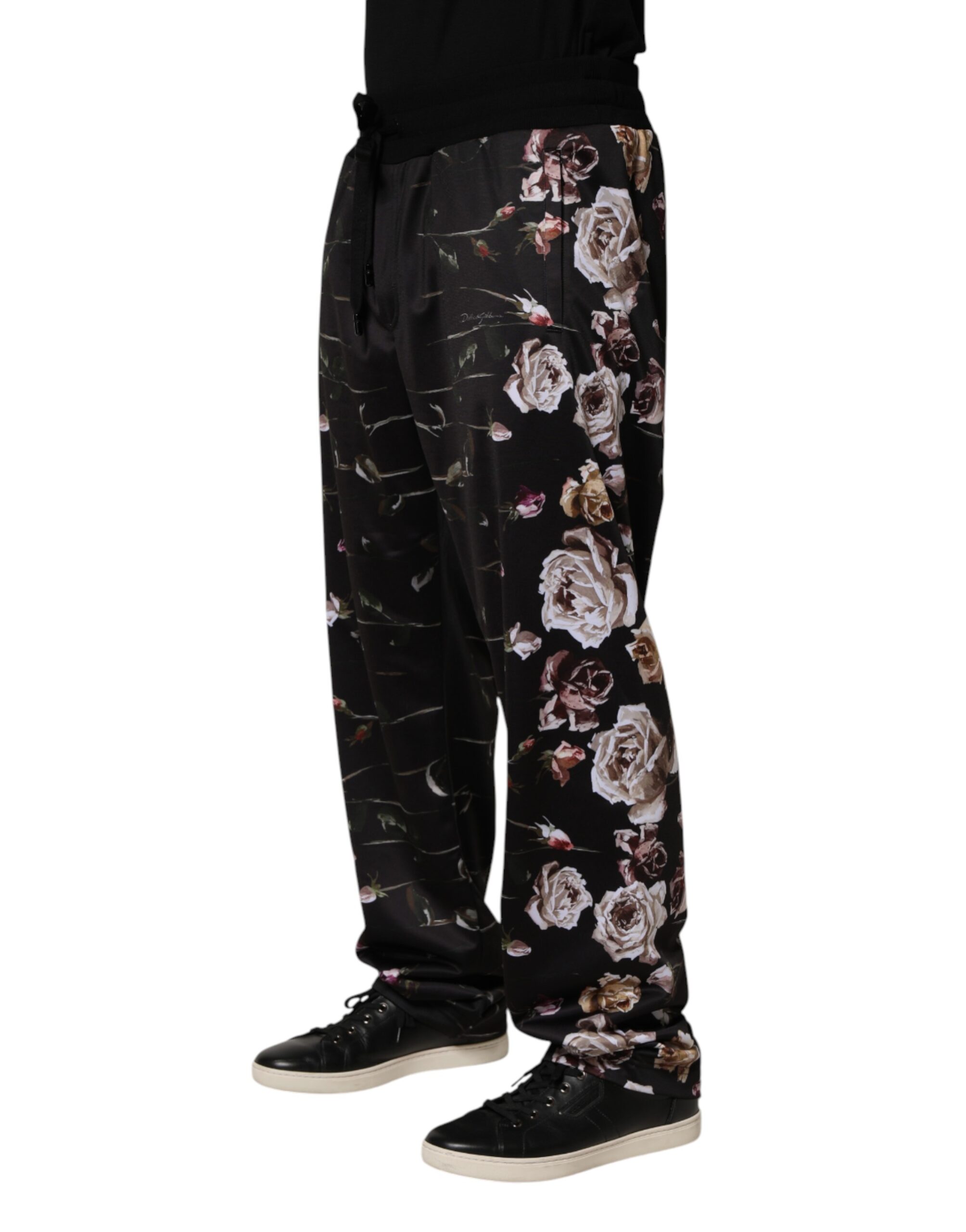 Dolce & Gabbana Black Floral Straight-Leg Chino Trouser Pants - Image 2