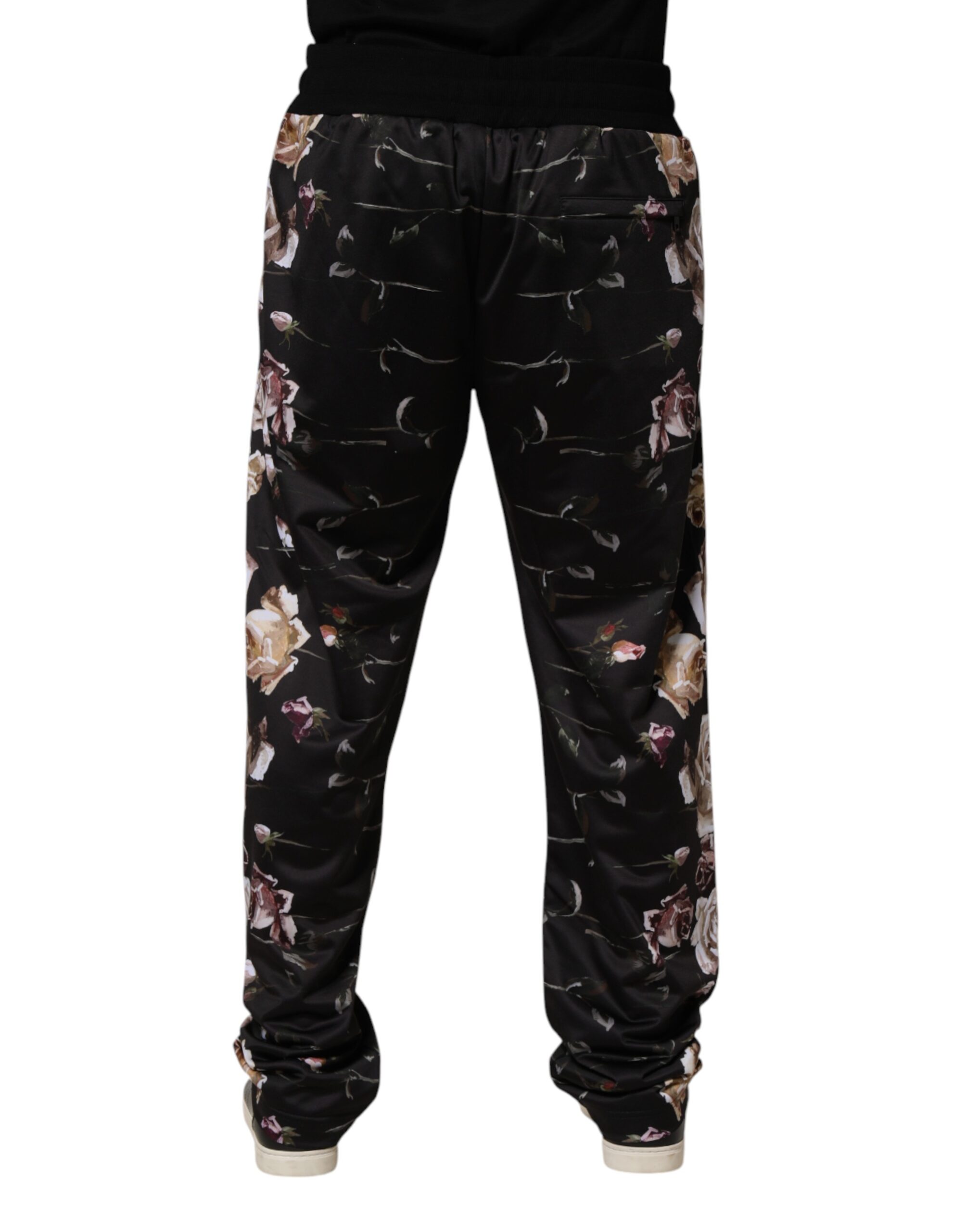 Dolce & Gabbana Black Floral Straight-Leg Chino Trouser Pants - Image 3