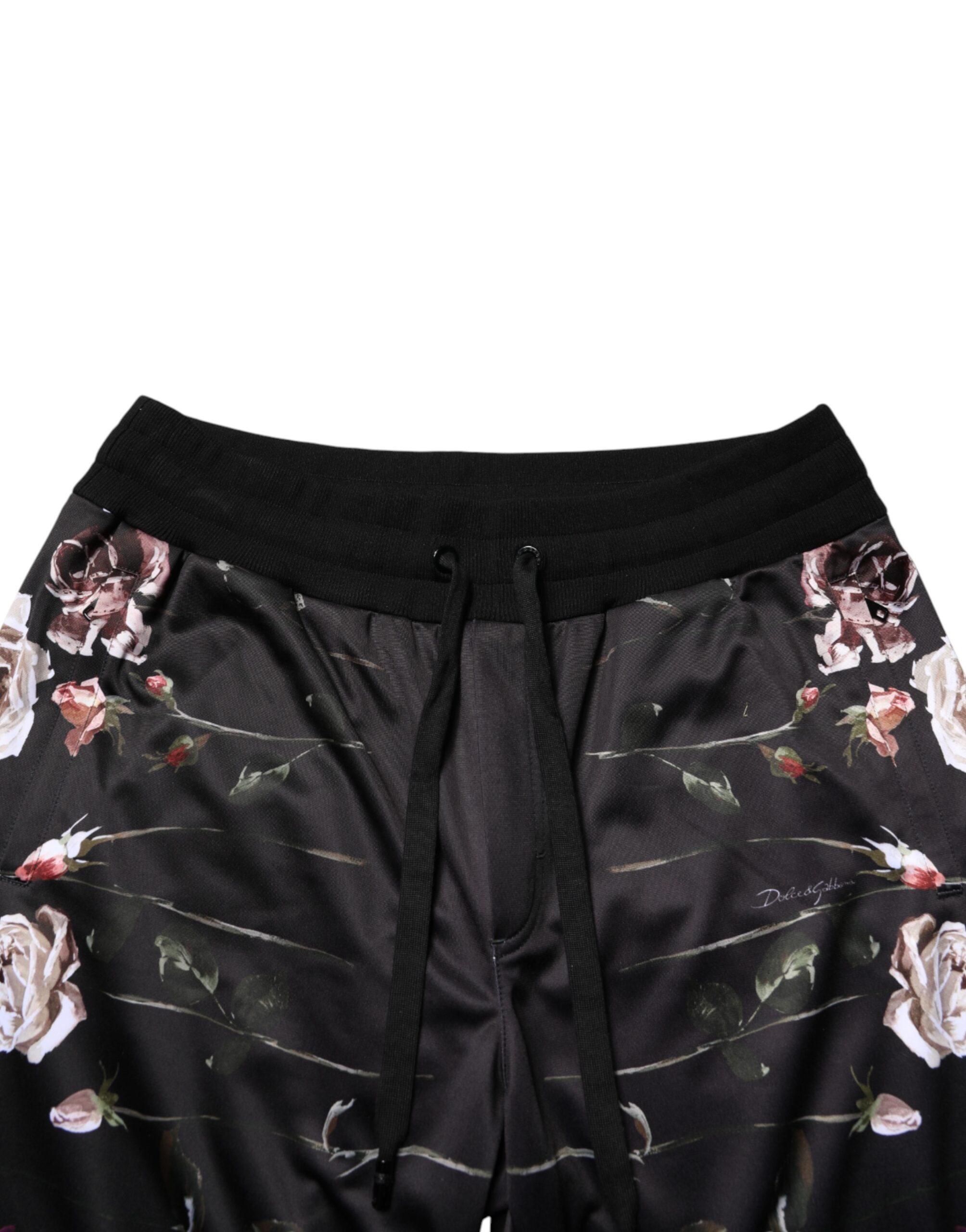 Dolce & Gabbana Black Floral Straight-Leg Chino Trouser Pants - Image 4