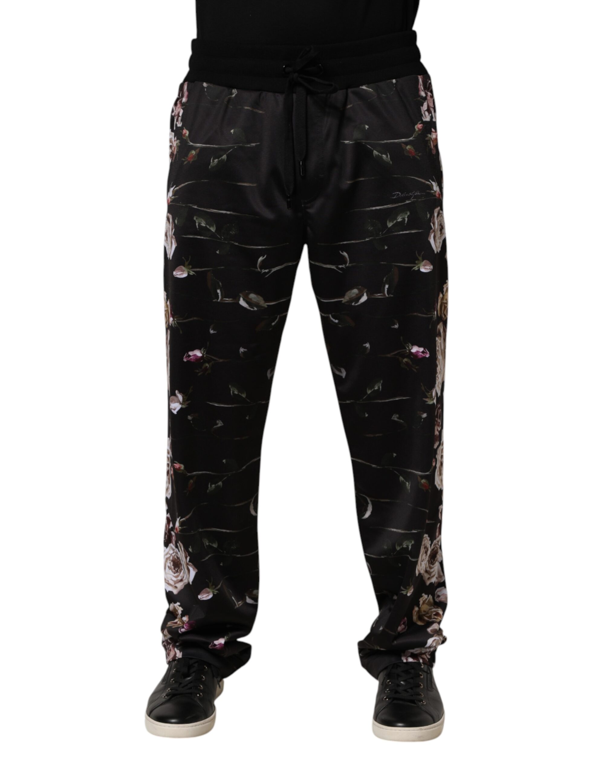 Dolce & Gabbana Black Floral Straight-Leg Chino Trouser Pants - Image 6