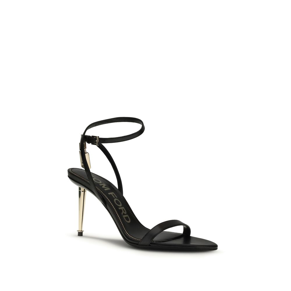 Tom Ford Black Goatskin Stiletto Heel Sandals - Image 2