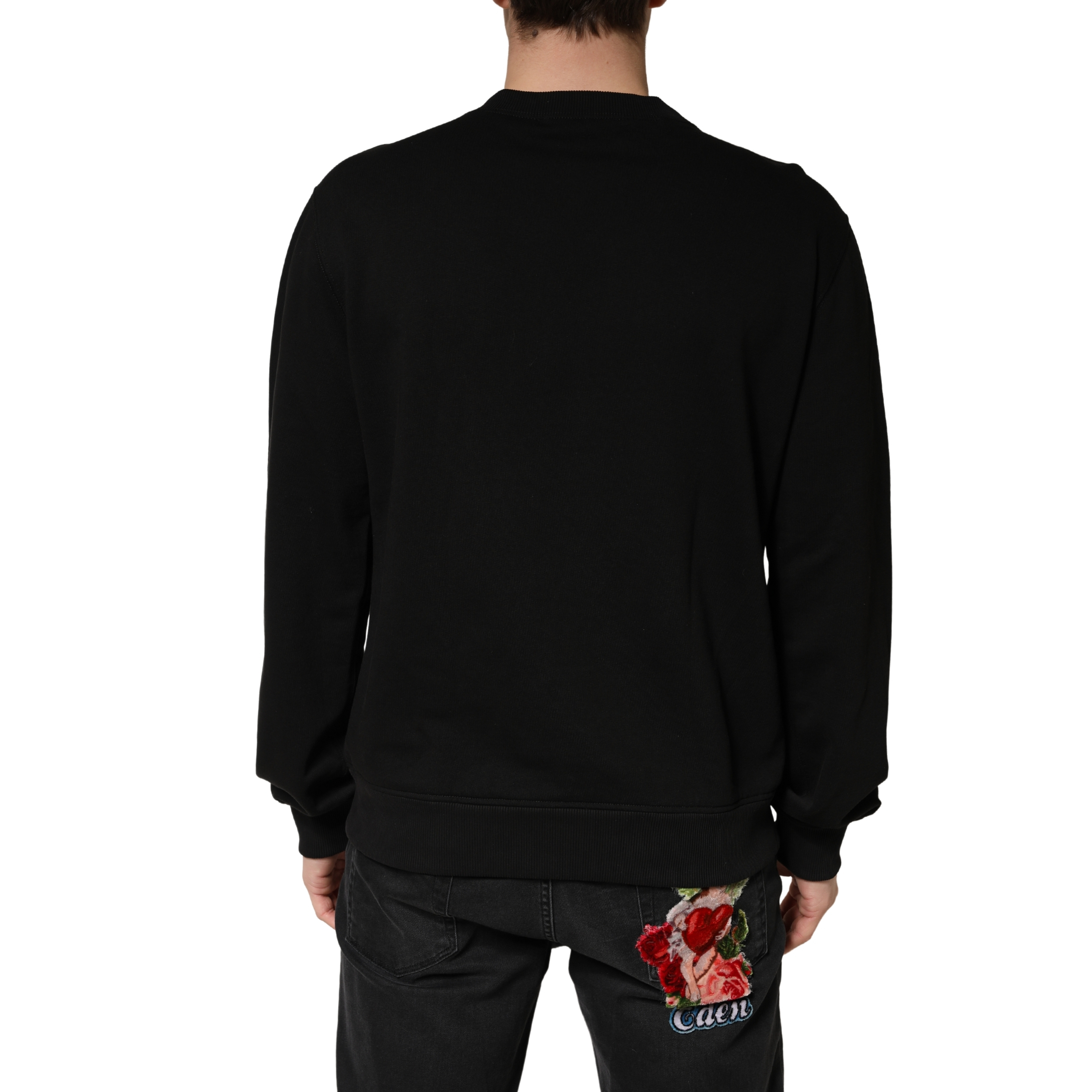 Dolce & Gabbana Sweater Black Cotton Crewneck Sweatshirt - Image 4