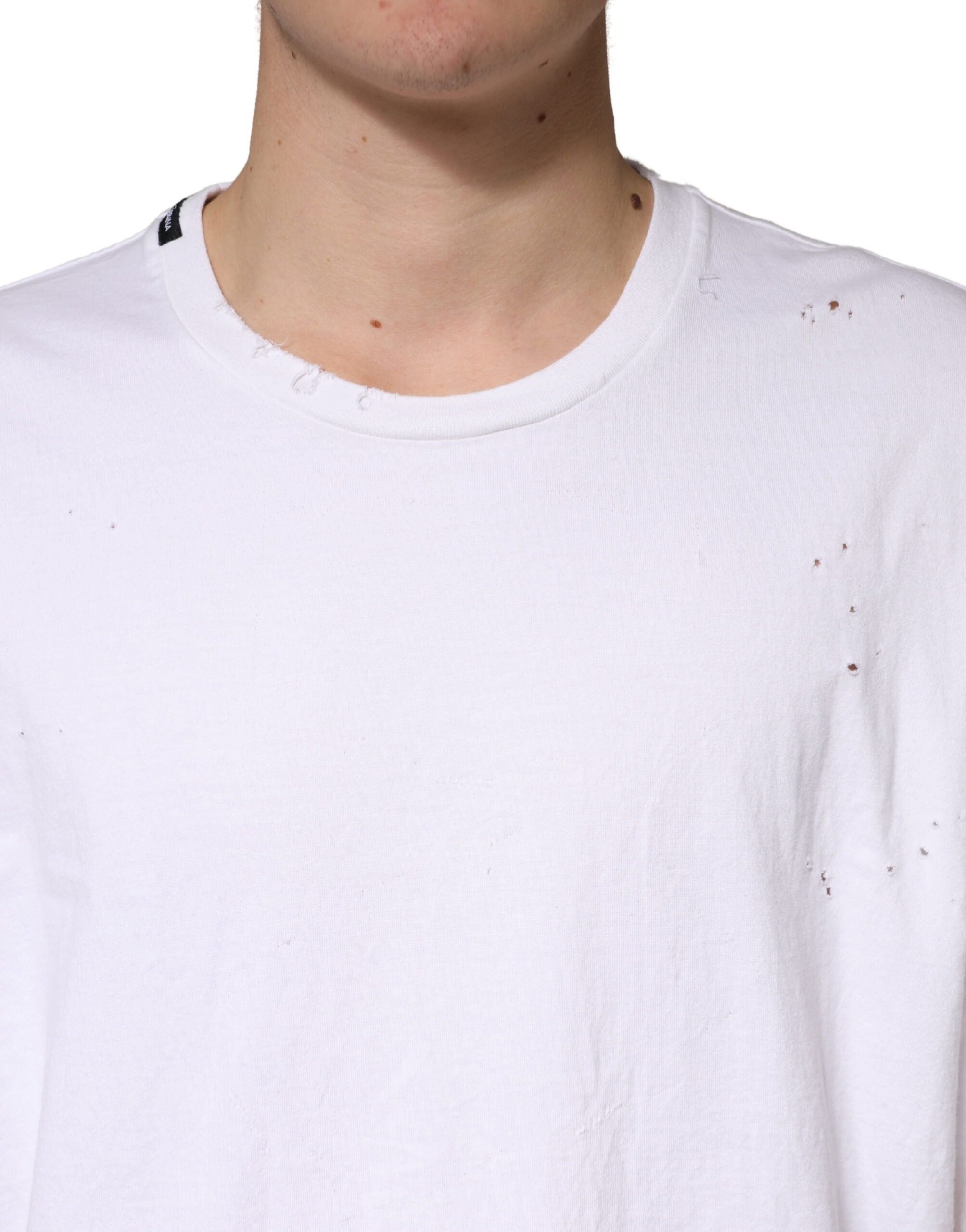 Dolce & Gabbana White Cotton Crewneck Short Sleeve T-Shirt - Image 5
