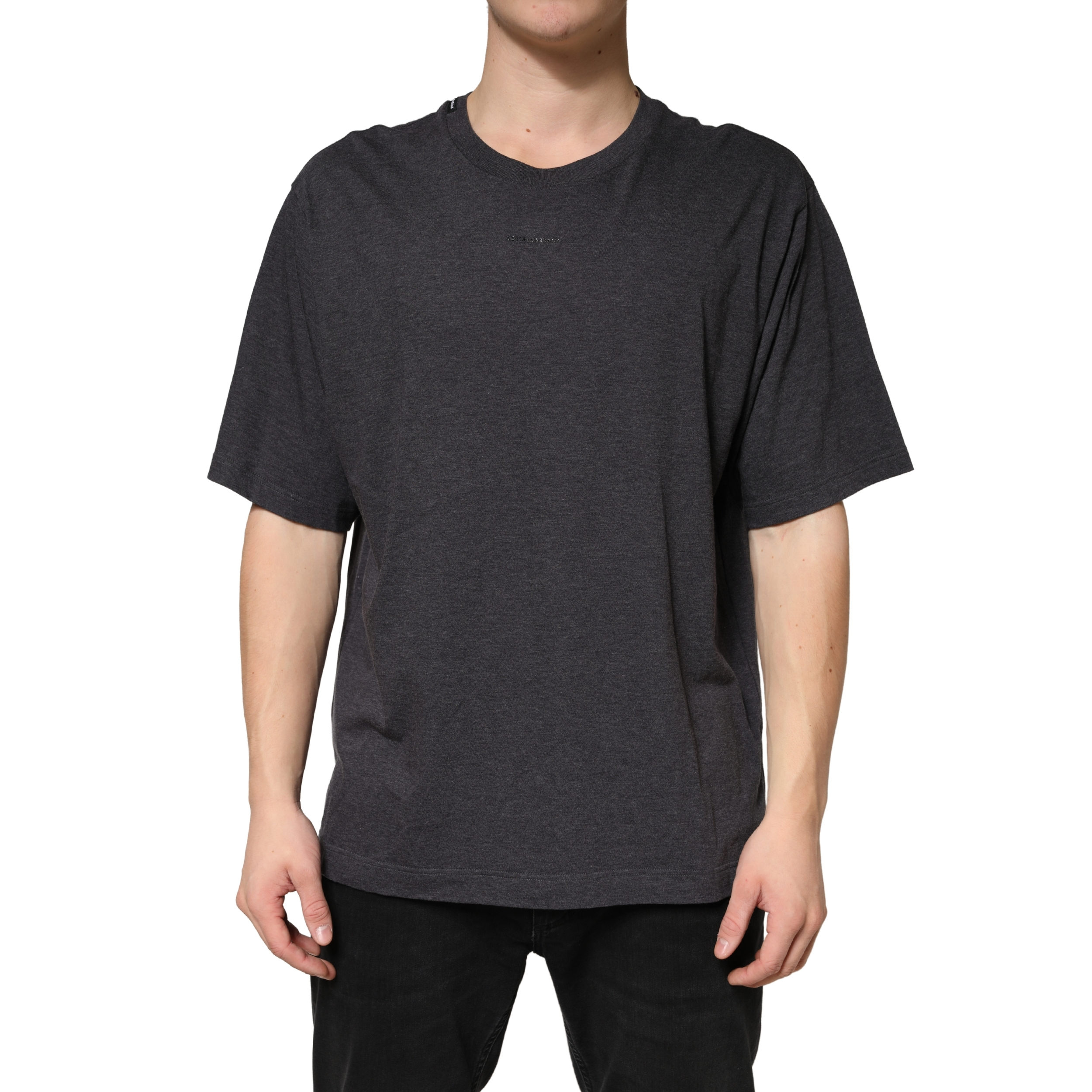 Dolce & Gabbana Dark Grey Cotton Crewneck Short Sleeve - Image 2