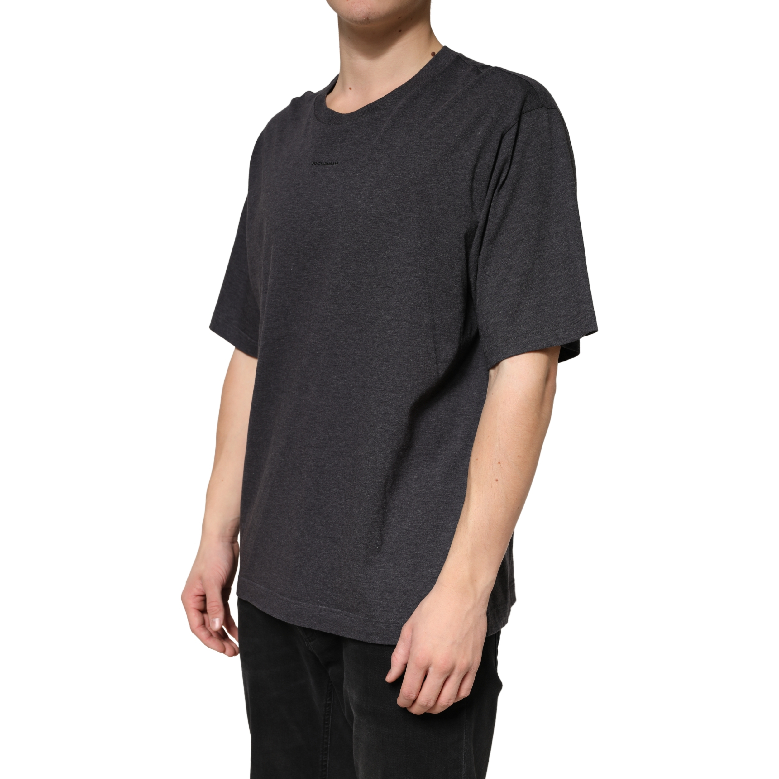 Dolce & Gabbana Dark Grey Cotton Crewneck Short Sleeve - Image 3