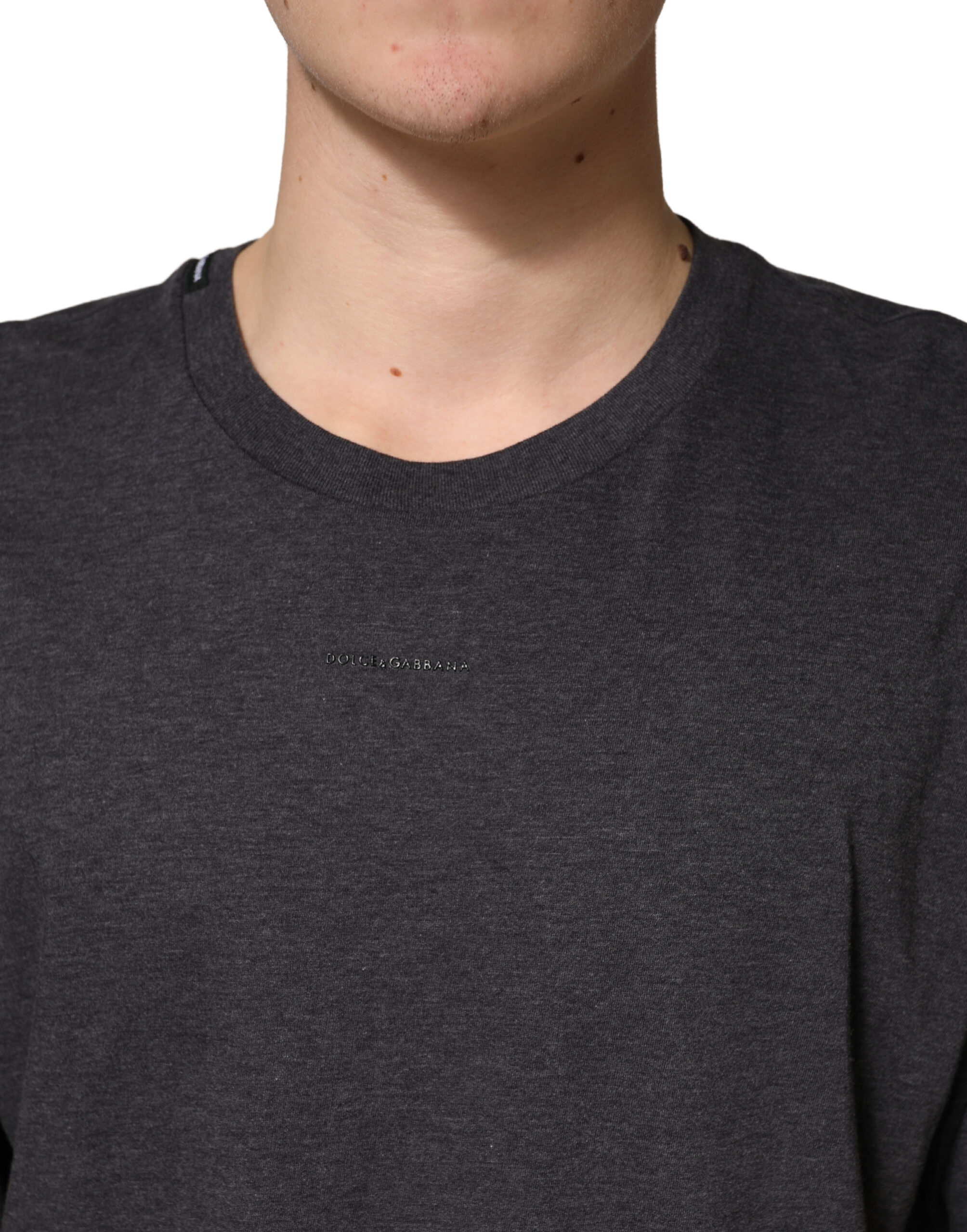 Dolce & Gabbana Dark Grey Cotton Crewneck Short Sleeve - Image 5