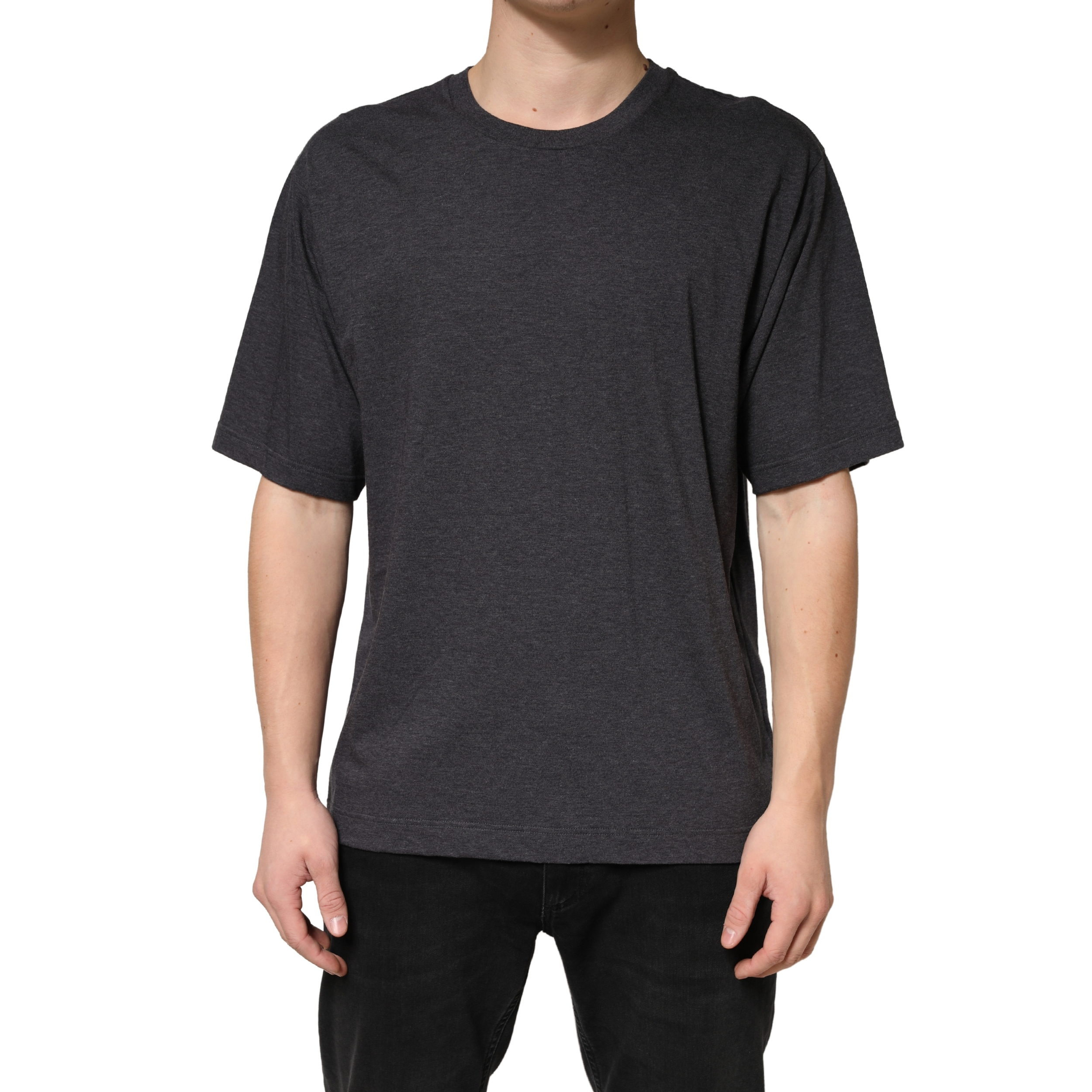 Dolce & Gabbana Dark Grey Cotton Crewneck Short Sleeve - Image 2