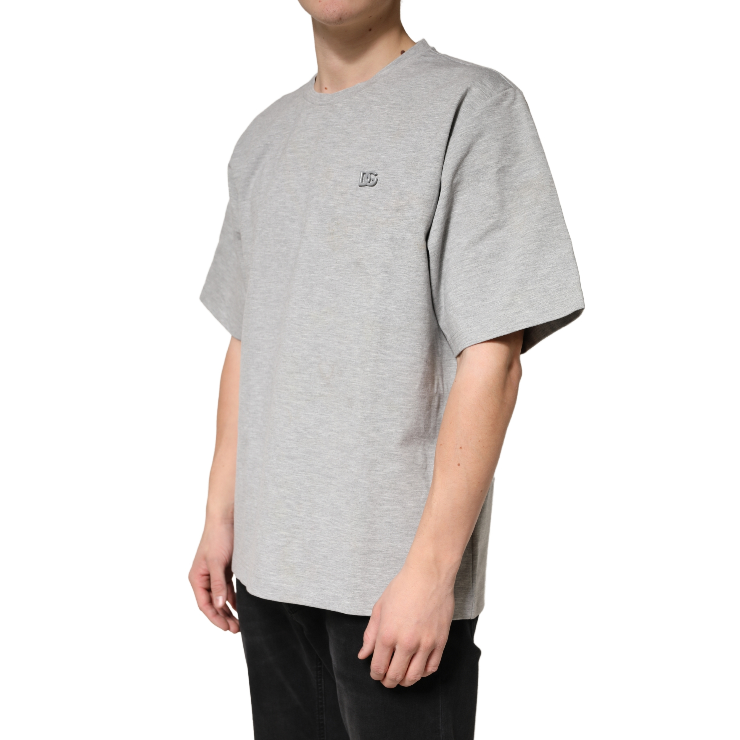 Dolce & Gabbana Grey Cotton Crewneck Short Sleeve T-Shirt - Image 3