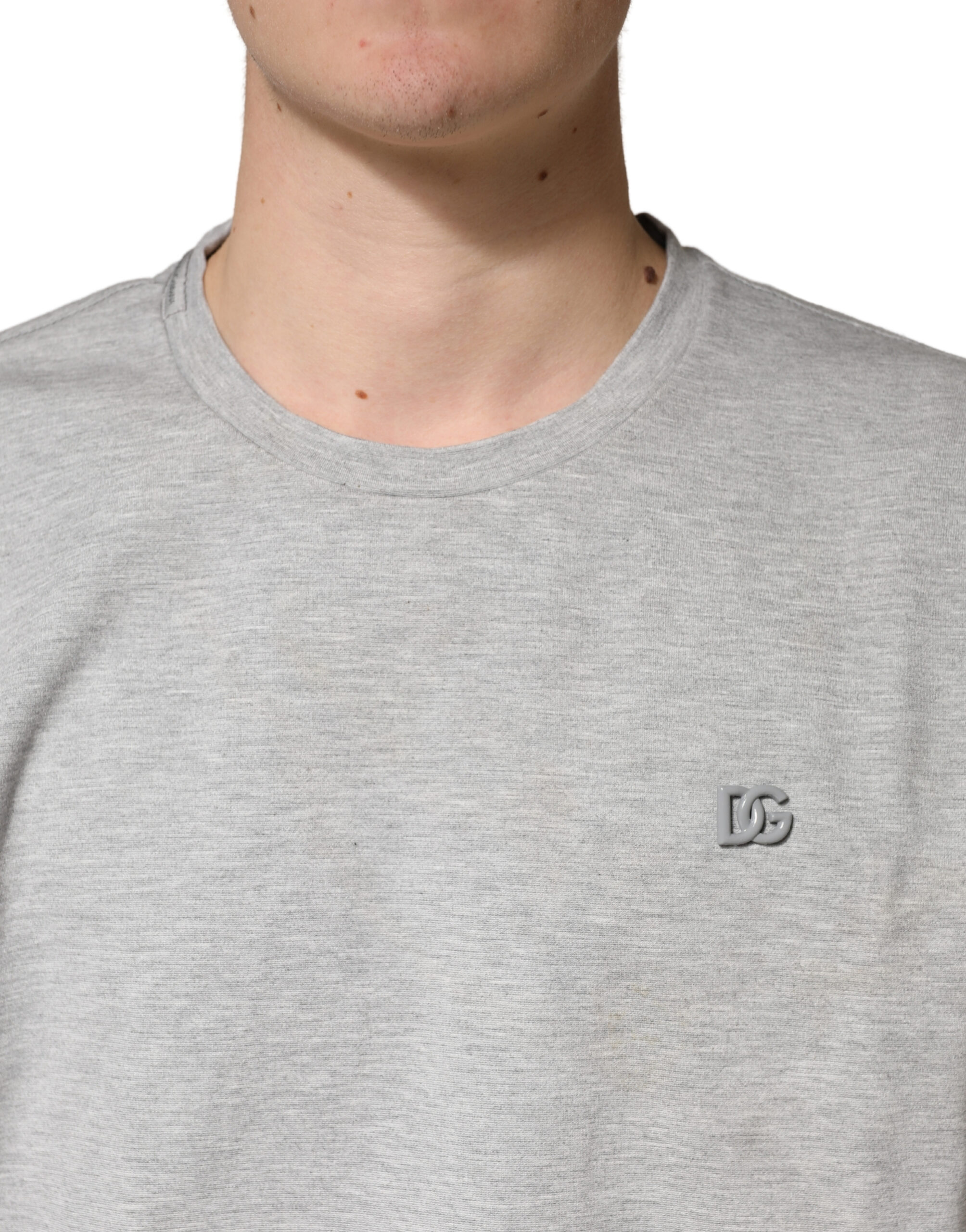 Dolce & Gabbana Grey Cotton Crewneck Short Sleeve T-Shirt - Image 5