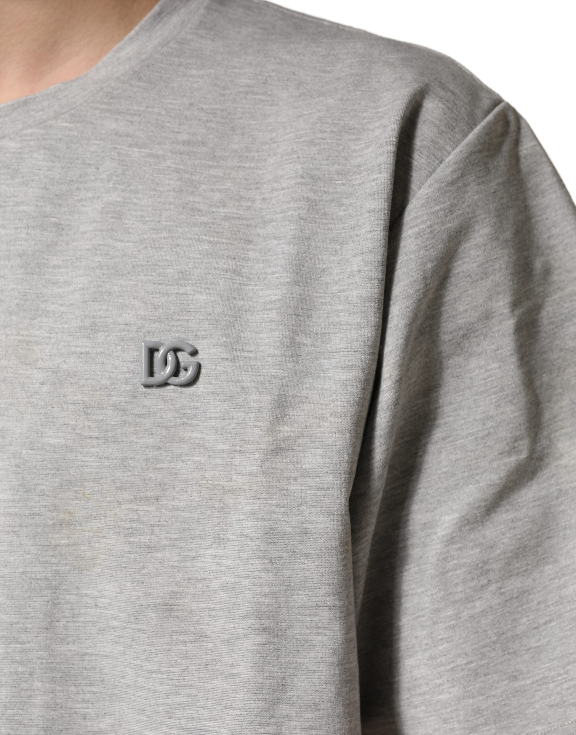 Dolce & Gabbana Grey Cotton Crewneck Short Sleeve T-Shirt - Image 6