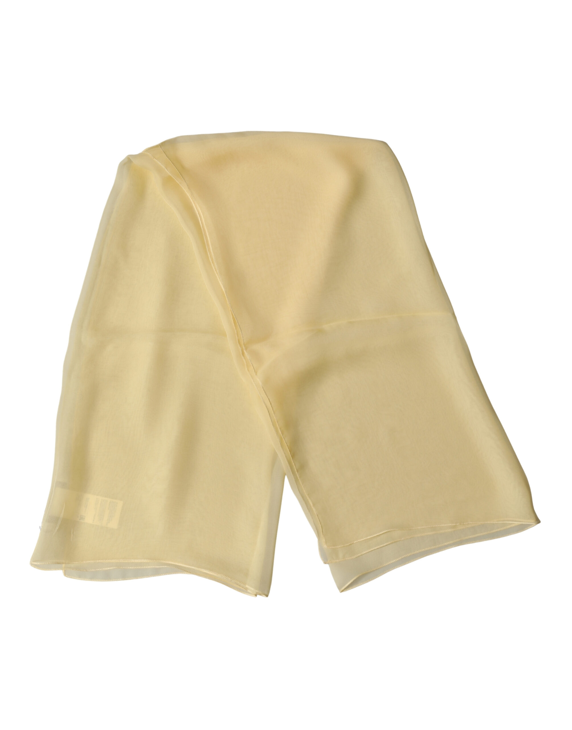 Dolce & Gabbana Light Yellow Silk Wrap Shawl Foulard 100cm x 99cm Scarf - Image 2