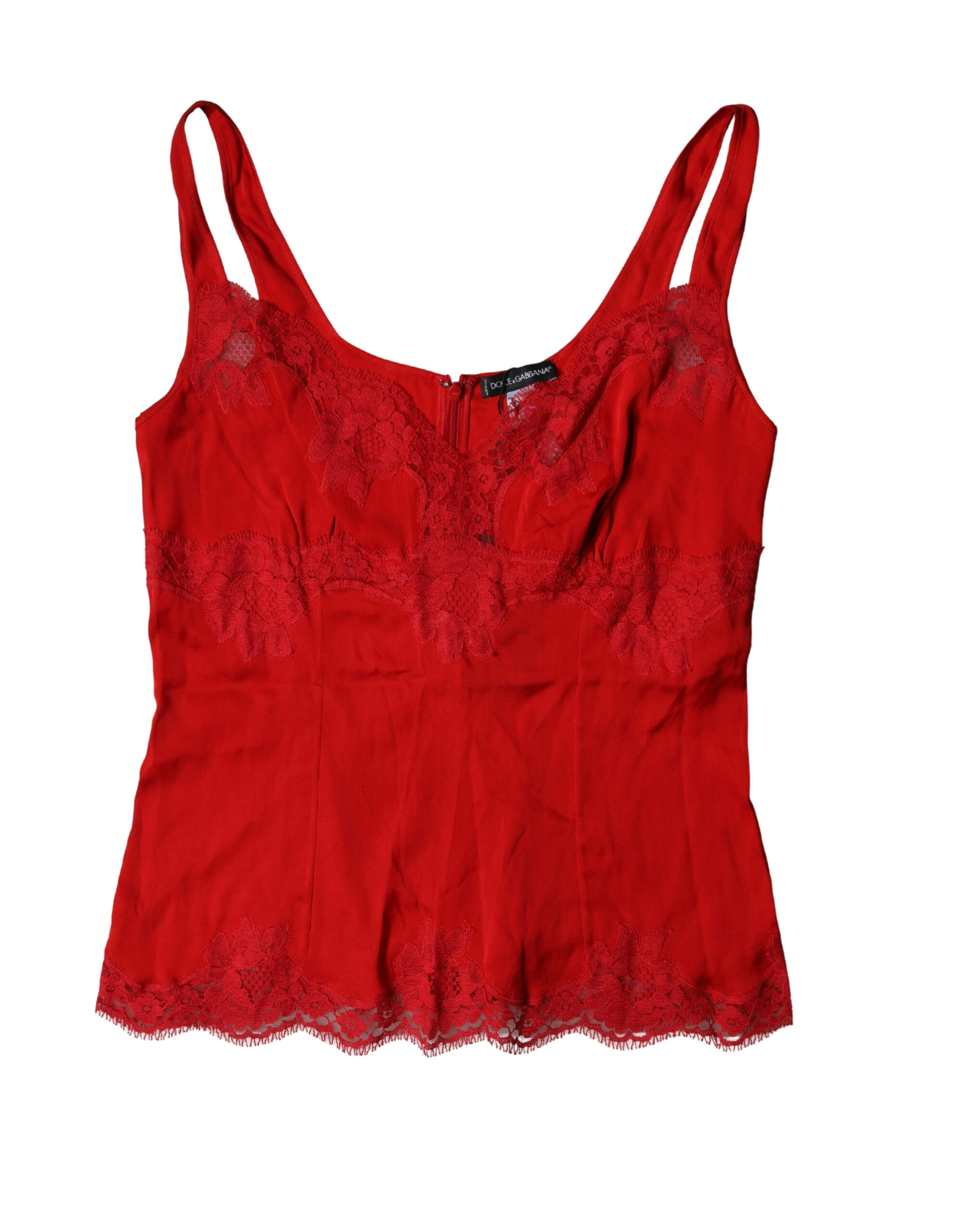 Dolce & Gabbana Red Silk Floral Lace Lingerie Top Underwear - Image 2