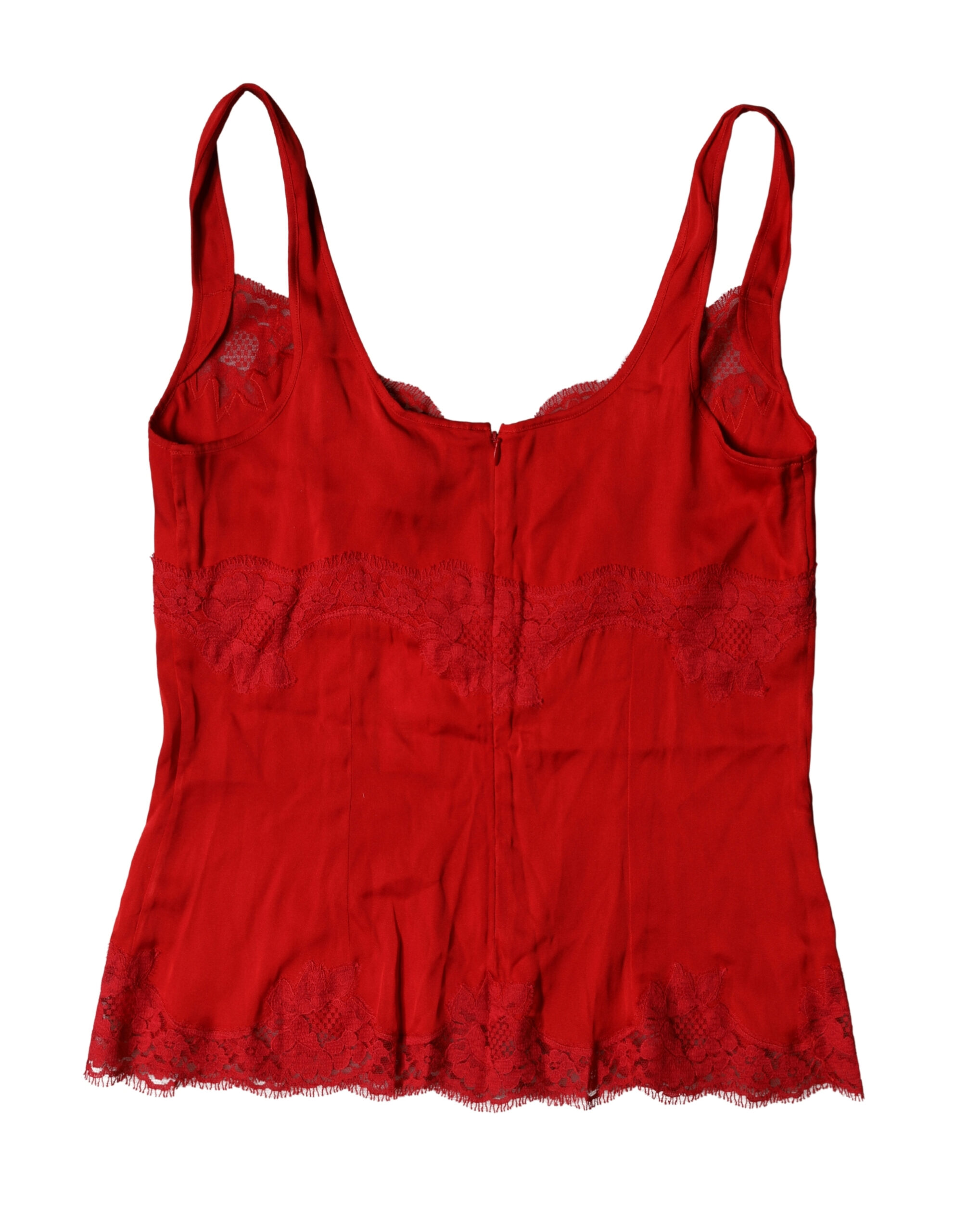 Dolce & Gabbana Red Silk Floral Lace Lingerie Top Underwear - Image 4