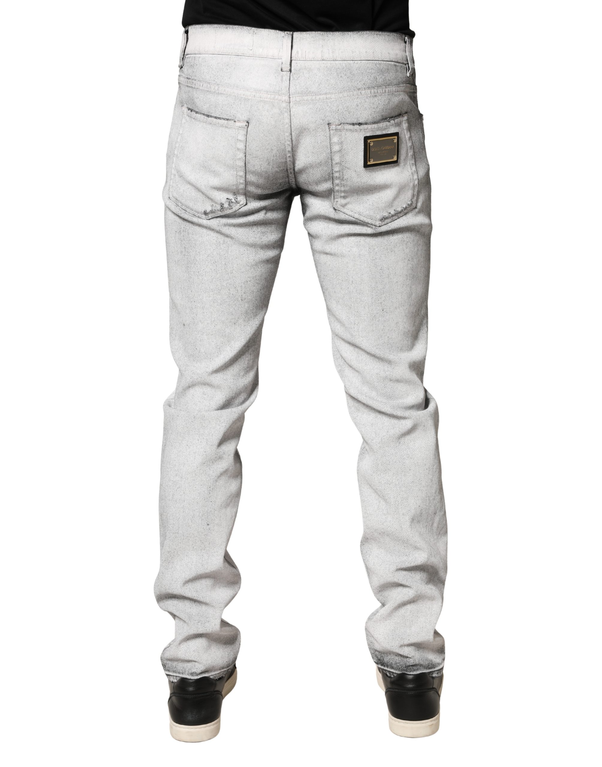 Dolce & Gabbana Light Gray Distressed Skinny Men Denim Jeans - Image 4
