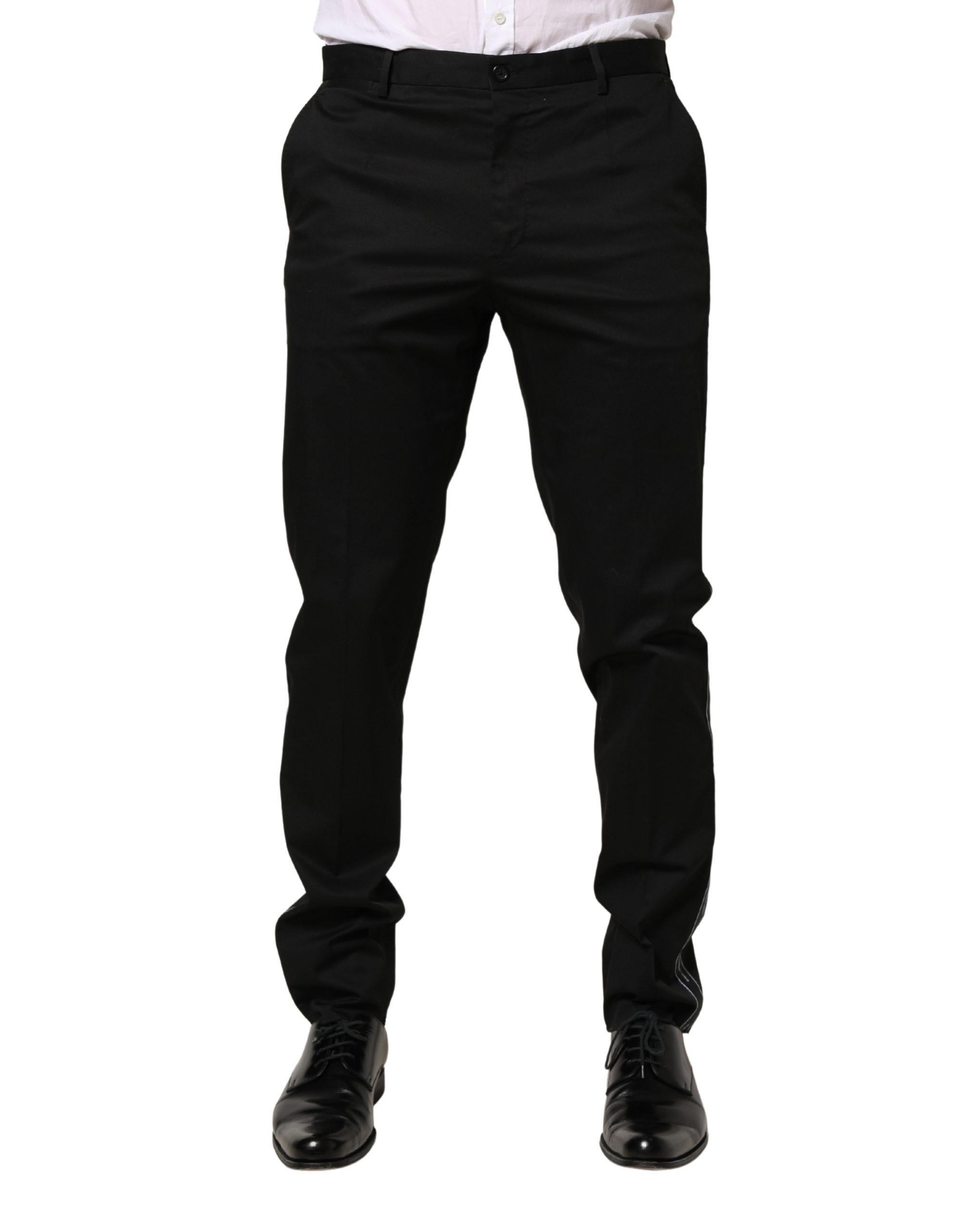 Dolce & Gabbana Black Cotton Skinny Men Dress Trouser Pants - Image 2