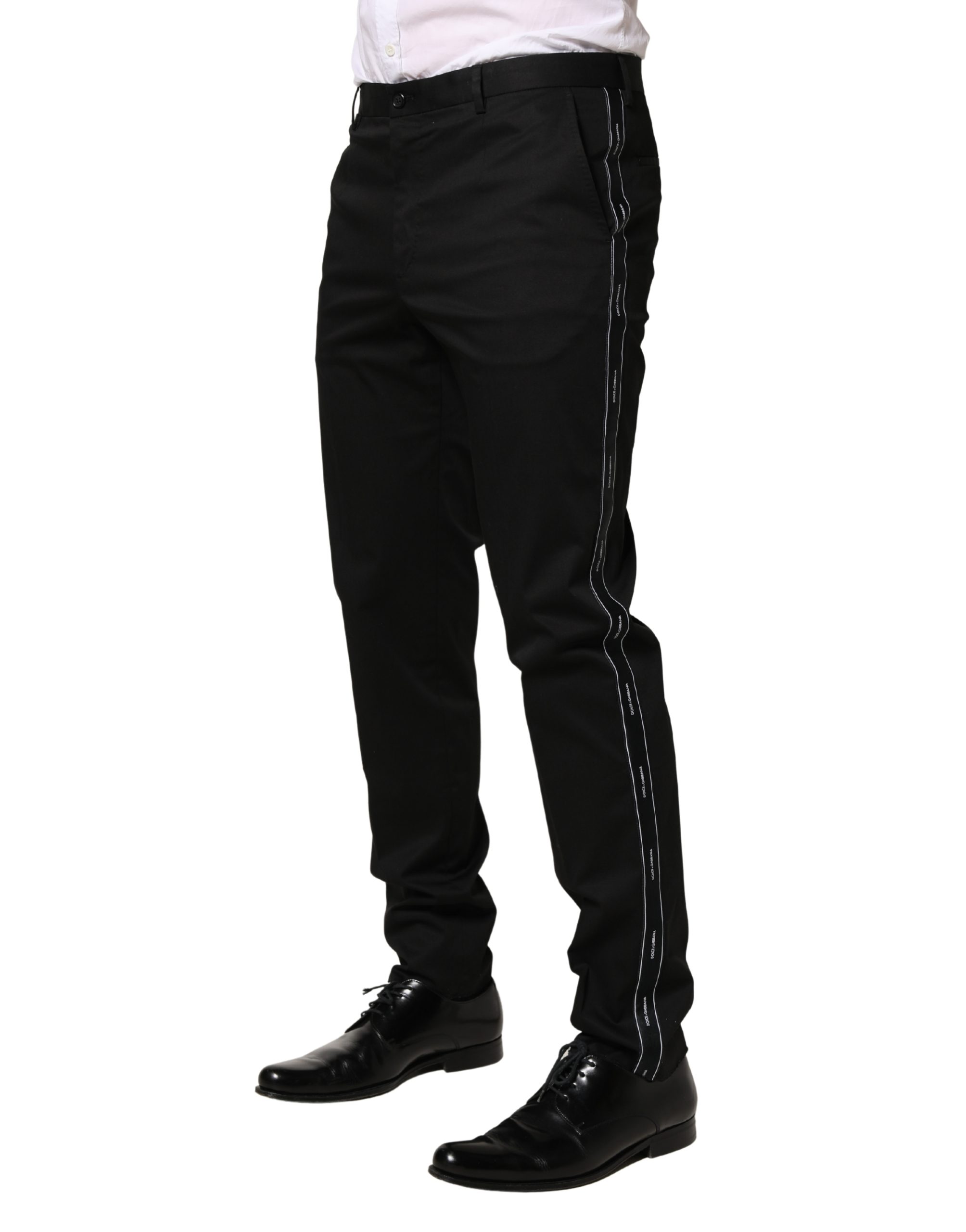 Dolce & Gabbana Black Cotton Skinny Men Dress Trouser Pants - Image 3