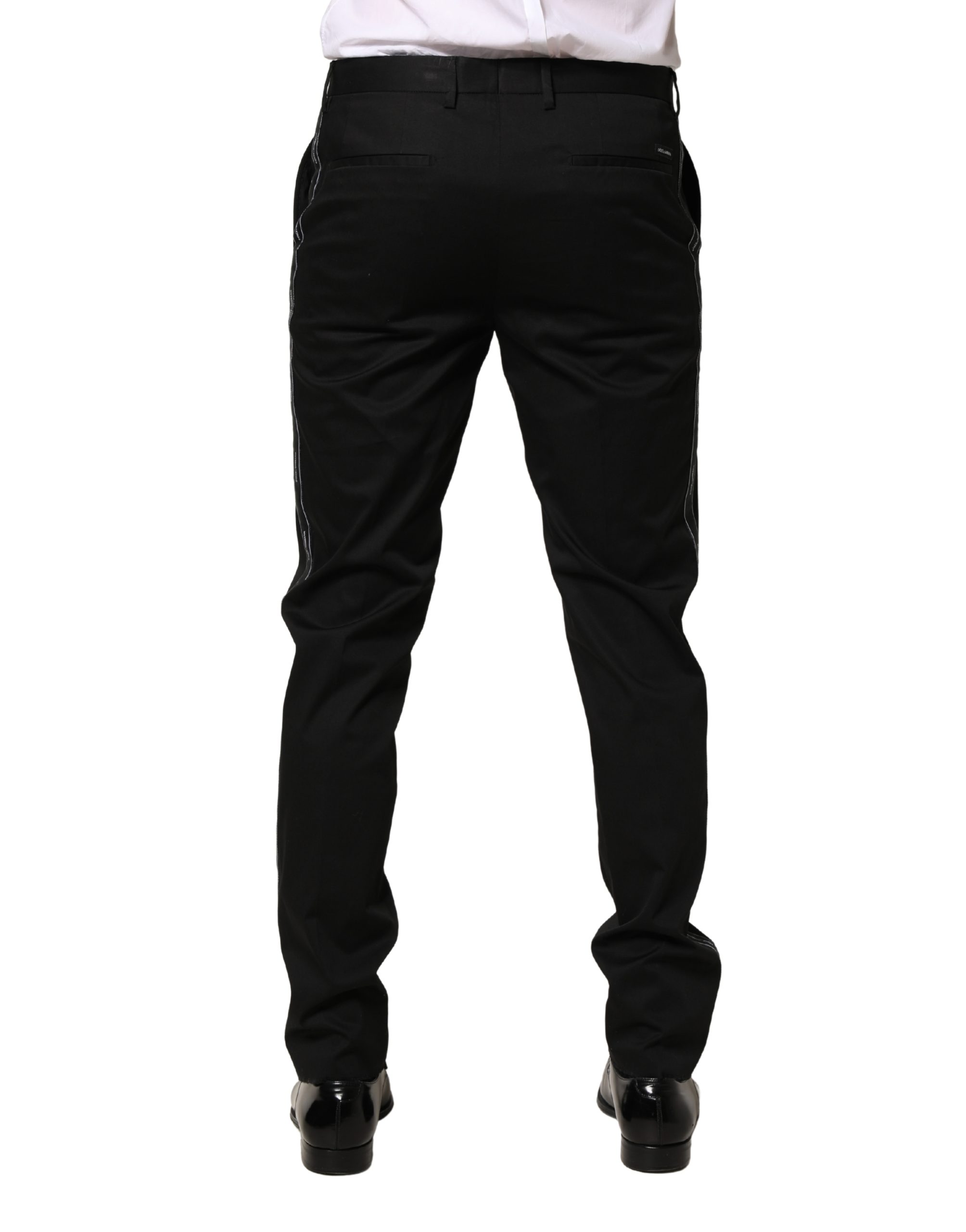 Dolce & Gabbana Black Cotton Skinny Men Dress Trouser Pants - Image 4