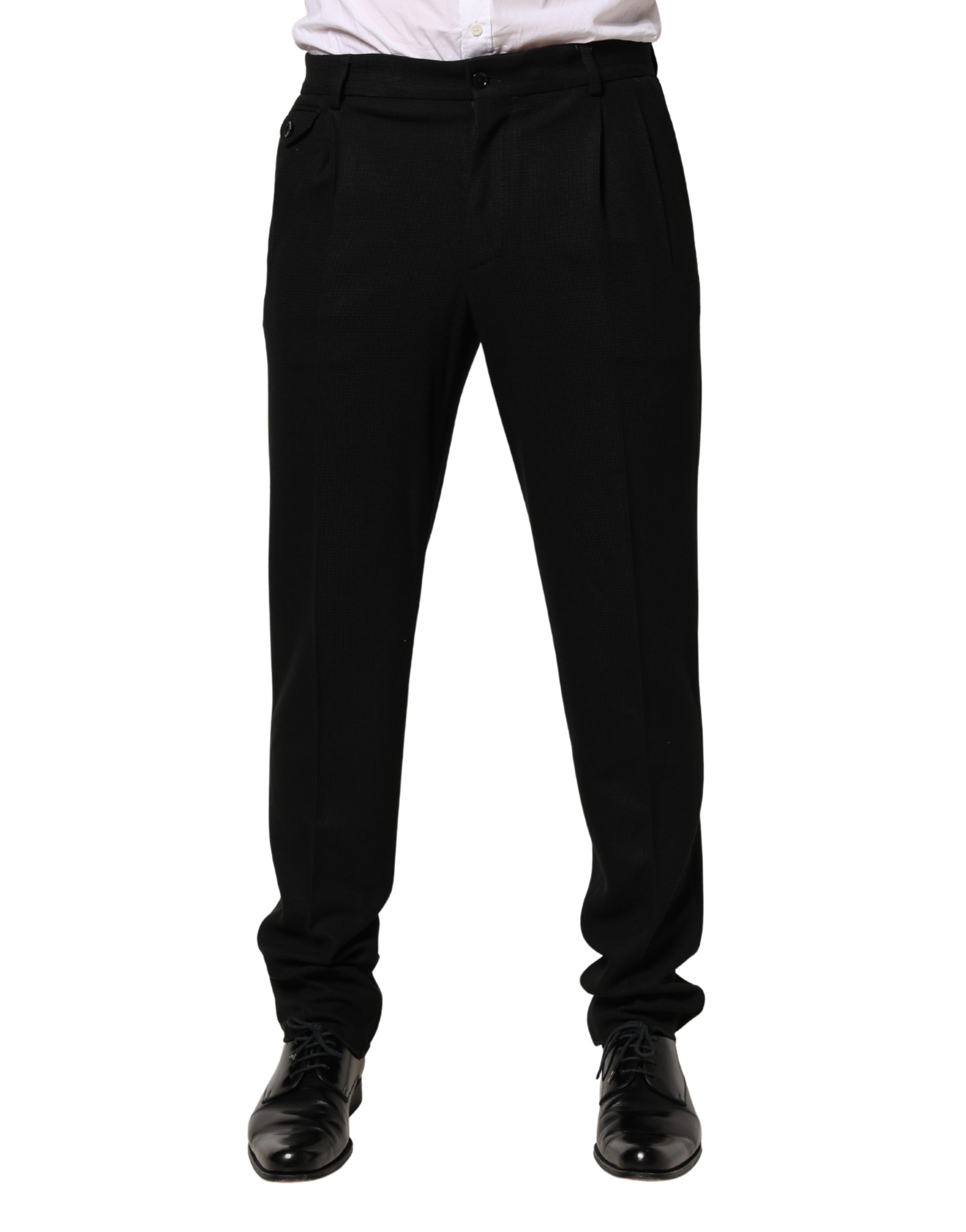 Dolce & Gabbana Black Wool Skinny Men Dress Trouser Pants - Image 2